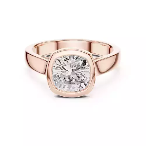 Solitaire Cushion Cut Bezel Set Diamond Engagement Ring  Video