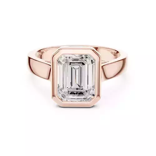 Solitaire Emerald Diamond Bezel Set Engagement Ring File Video