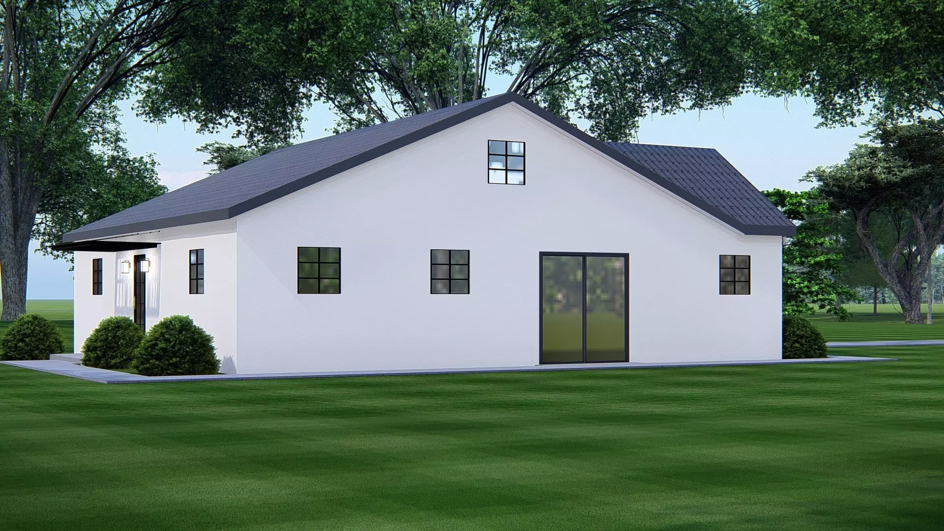 American Exterior House Design  Classic Modern Country Home  3D model_2
