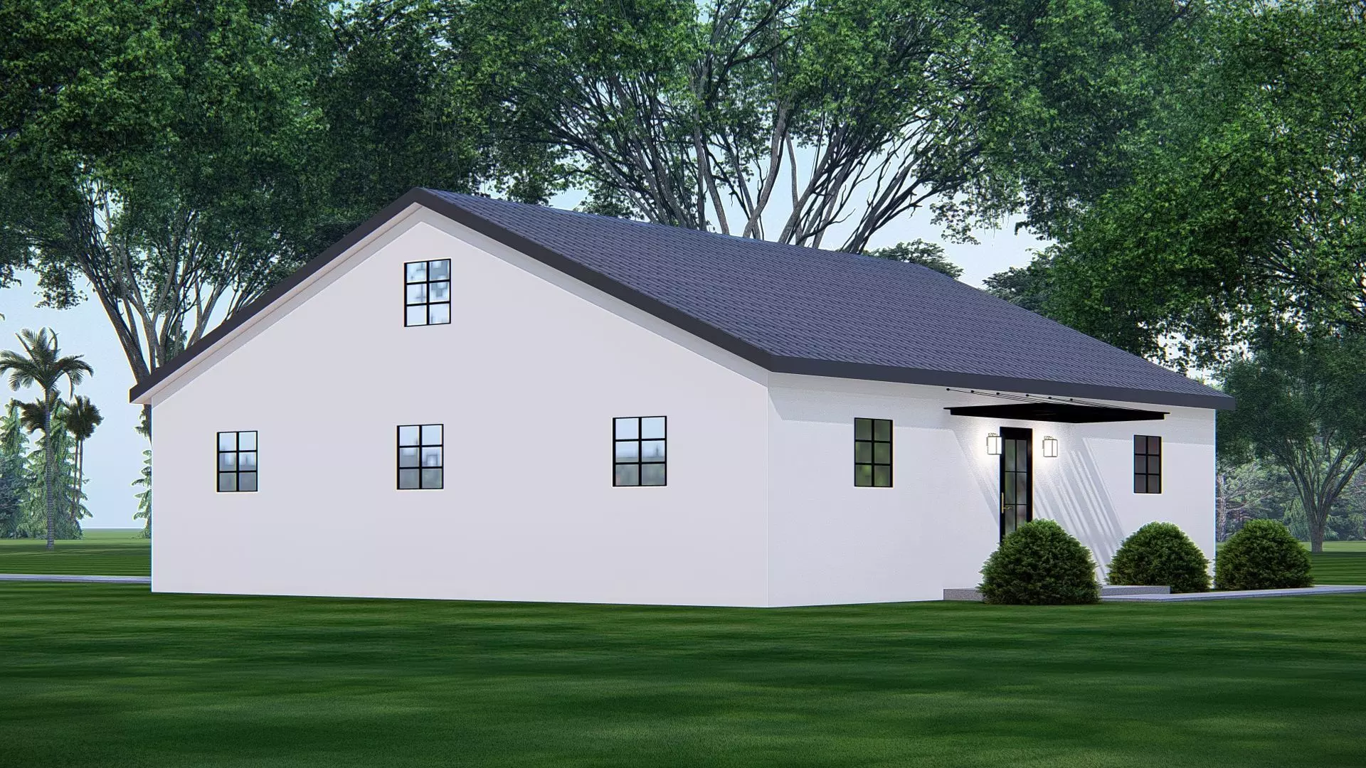 American Exterior House Design  Classic Modern Country Home  3D model_1