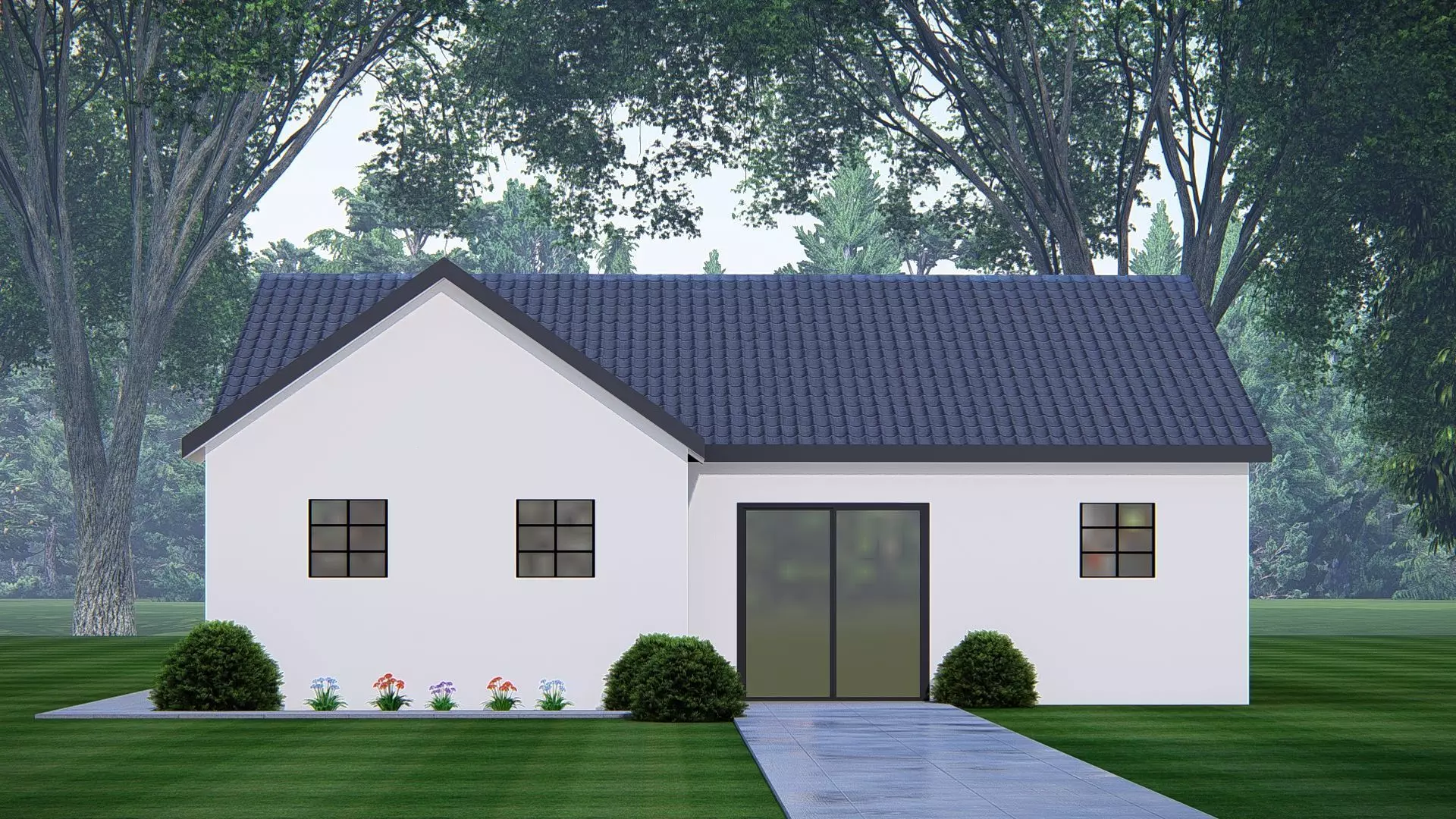 American Exterior House Design  Classic Modern Country Home  3D model_3