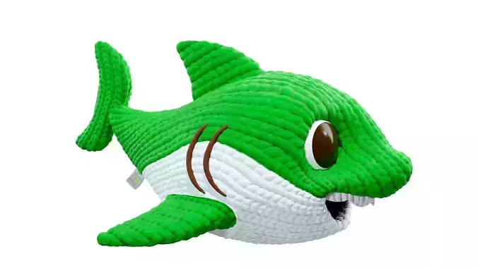 Knitted Doll Baby Shark Green