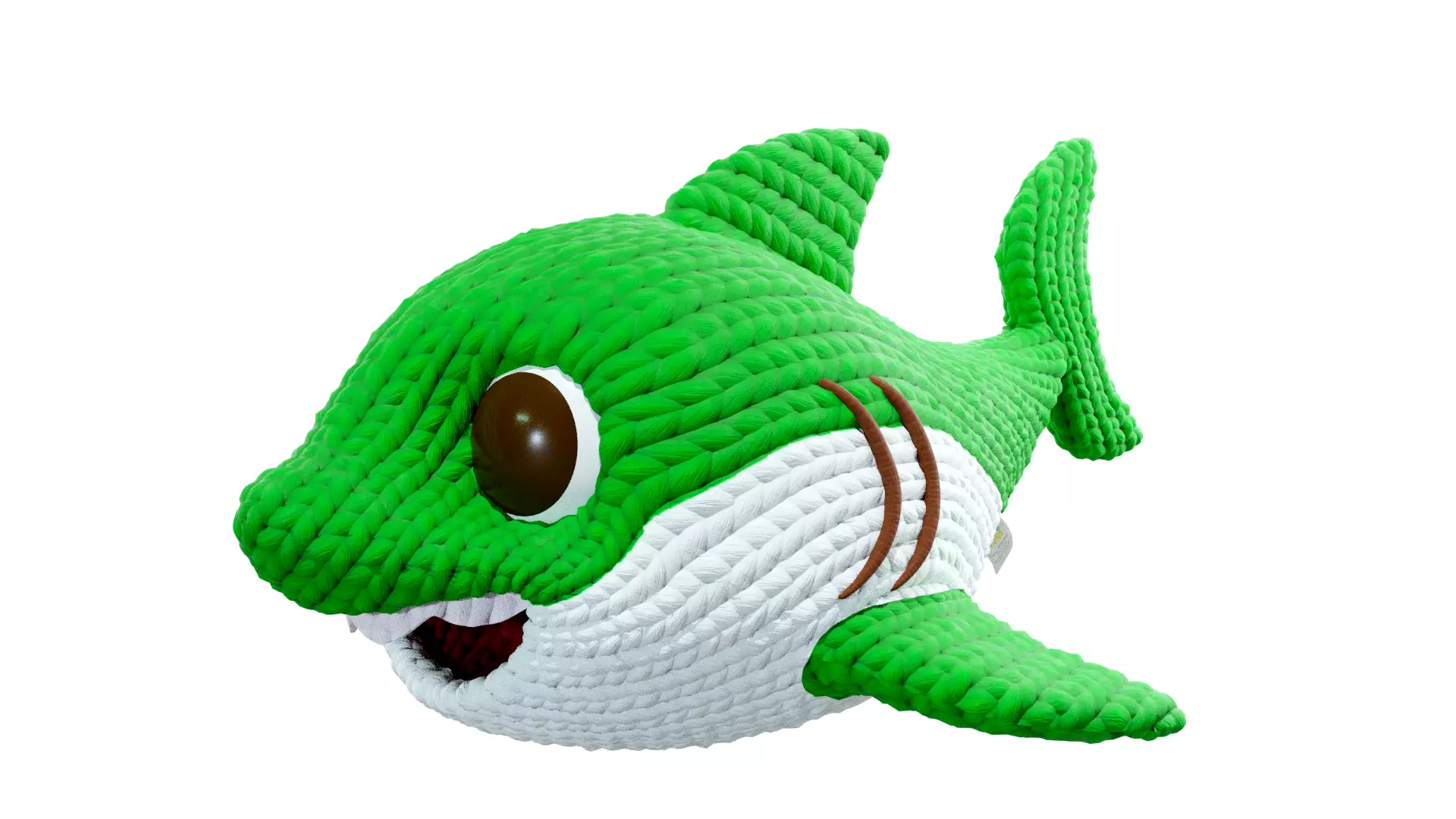Knitted Doll Baby Shark Green 3D model_1