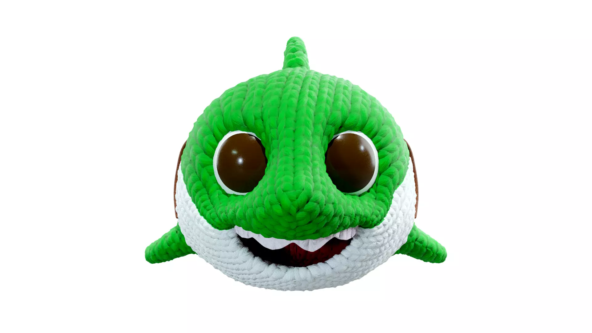 Knitted Doll Baby Shark Green 3D model_2