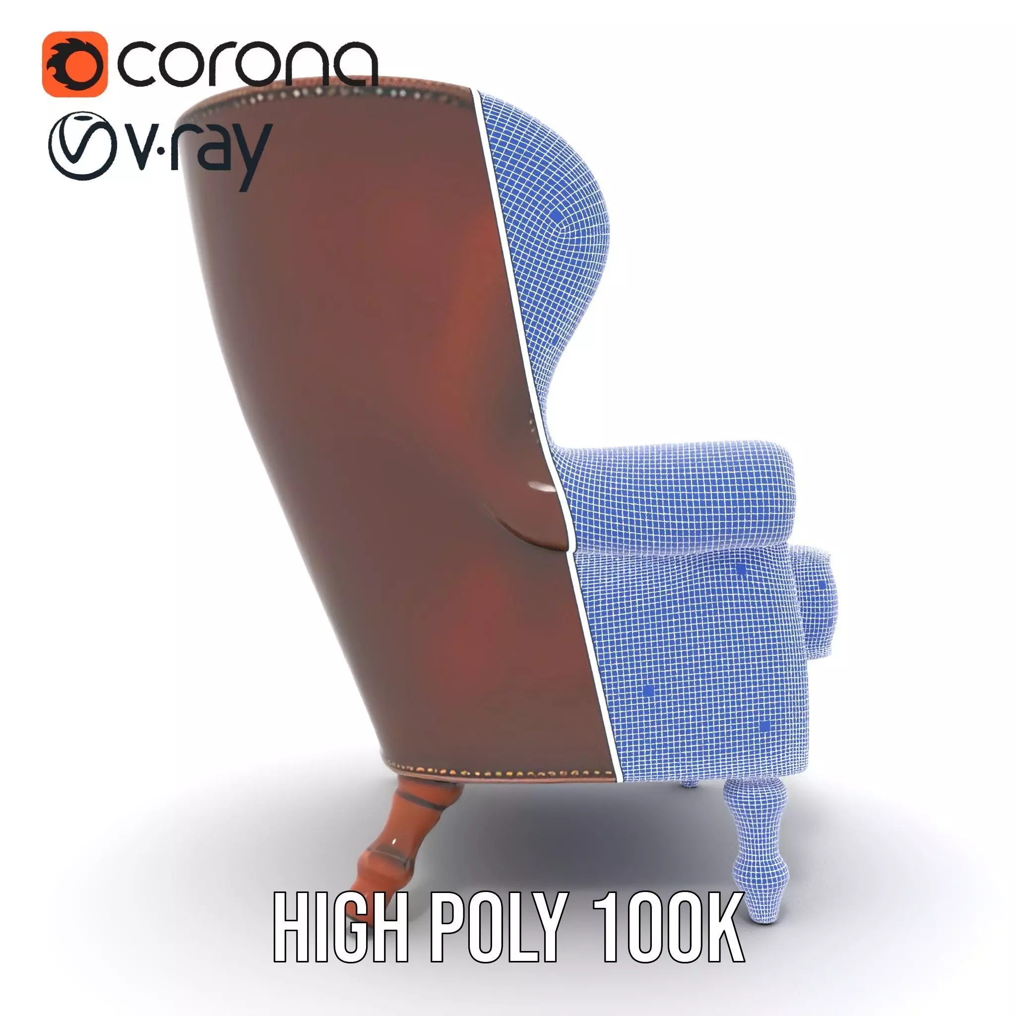 Elegant Leather Armchair model pack Low-poly 3D model_32