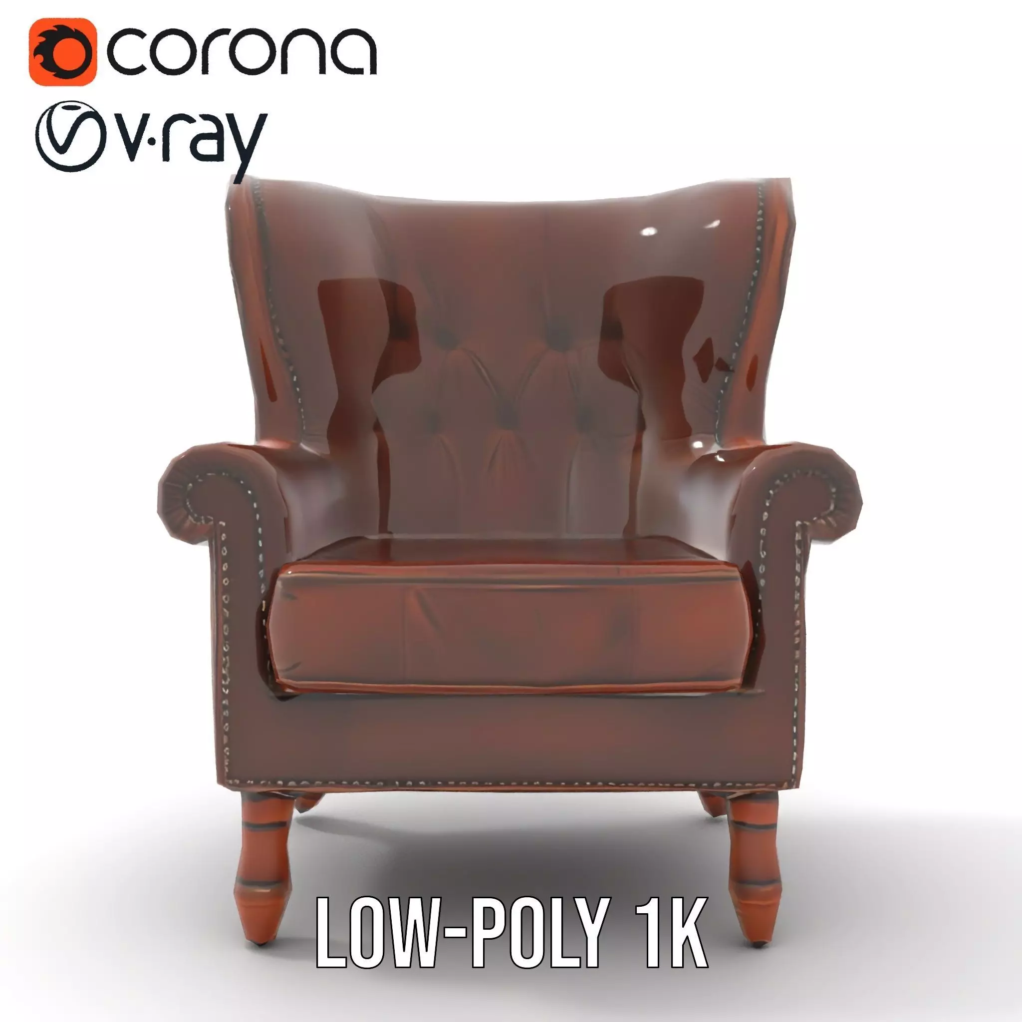 Elegant Leather Armchair model pack Low-poly 3D model_18
