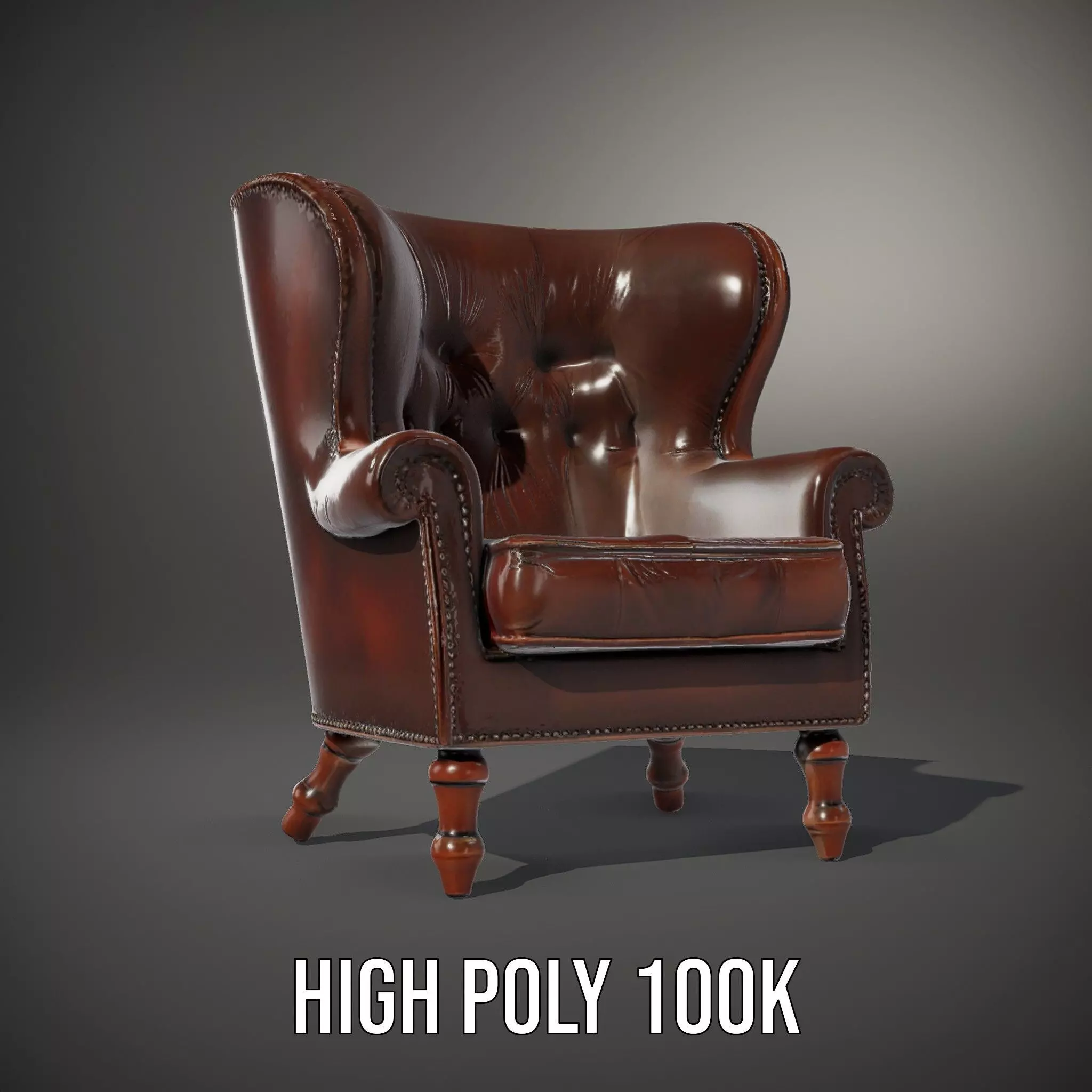 Elegant Leather Armchair model pack Low-poly 3D model_8