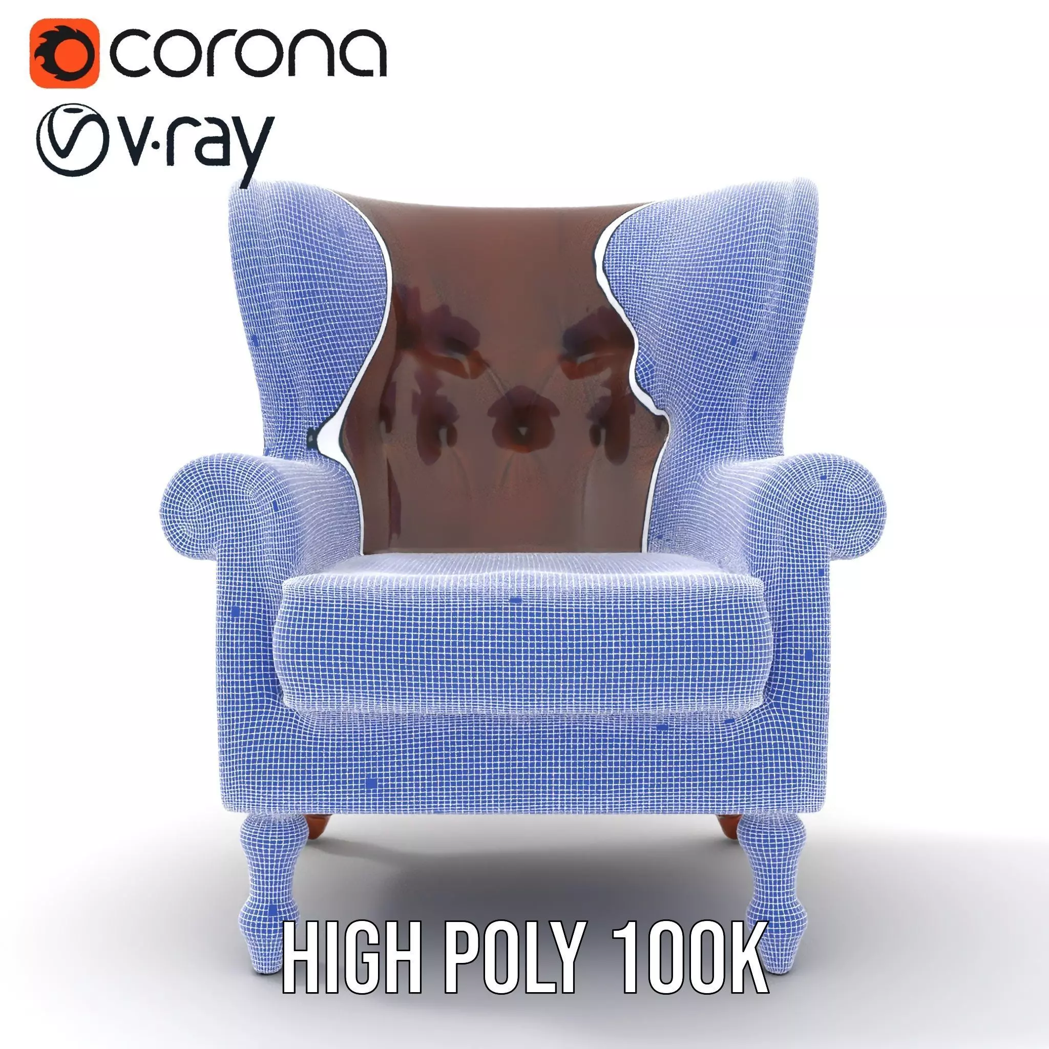 Elegant Leather Armchair model pack Low-poly 3D model_34