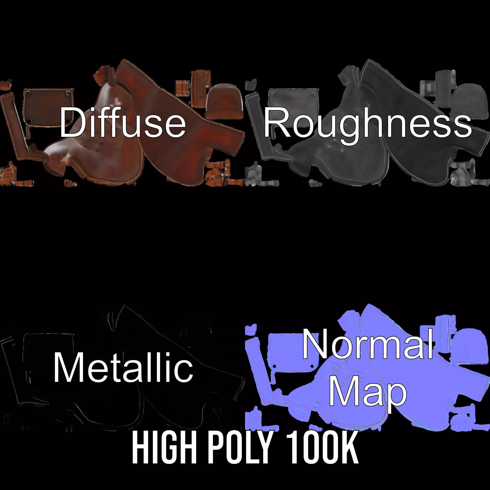 Elegant Leather Armchair model pack Low-poly 3D model_3