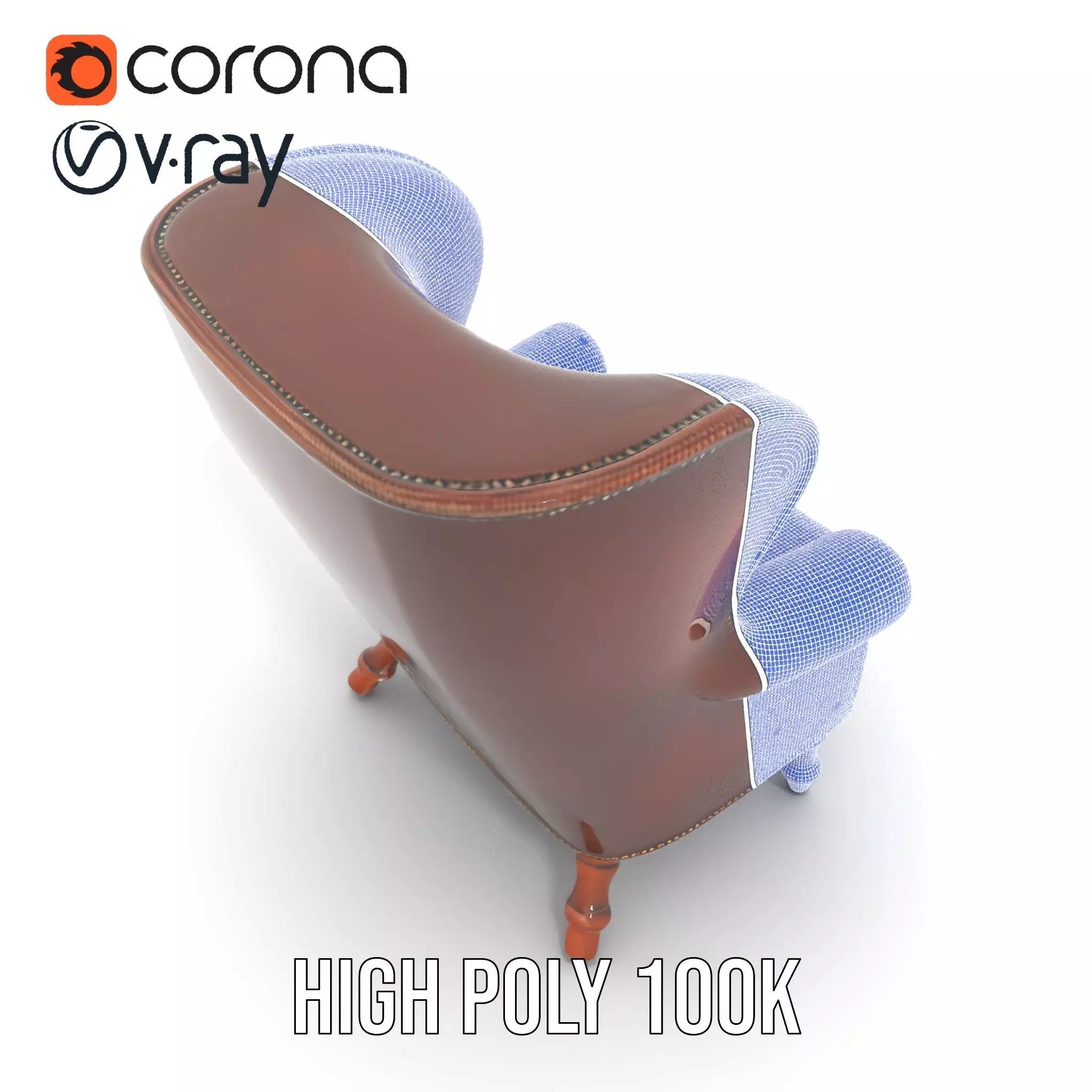 Elegant Leather Armchair model pack Low-poly 3D model_33