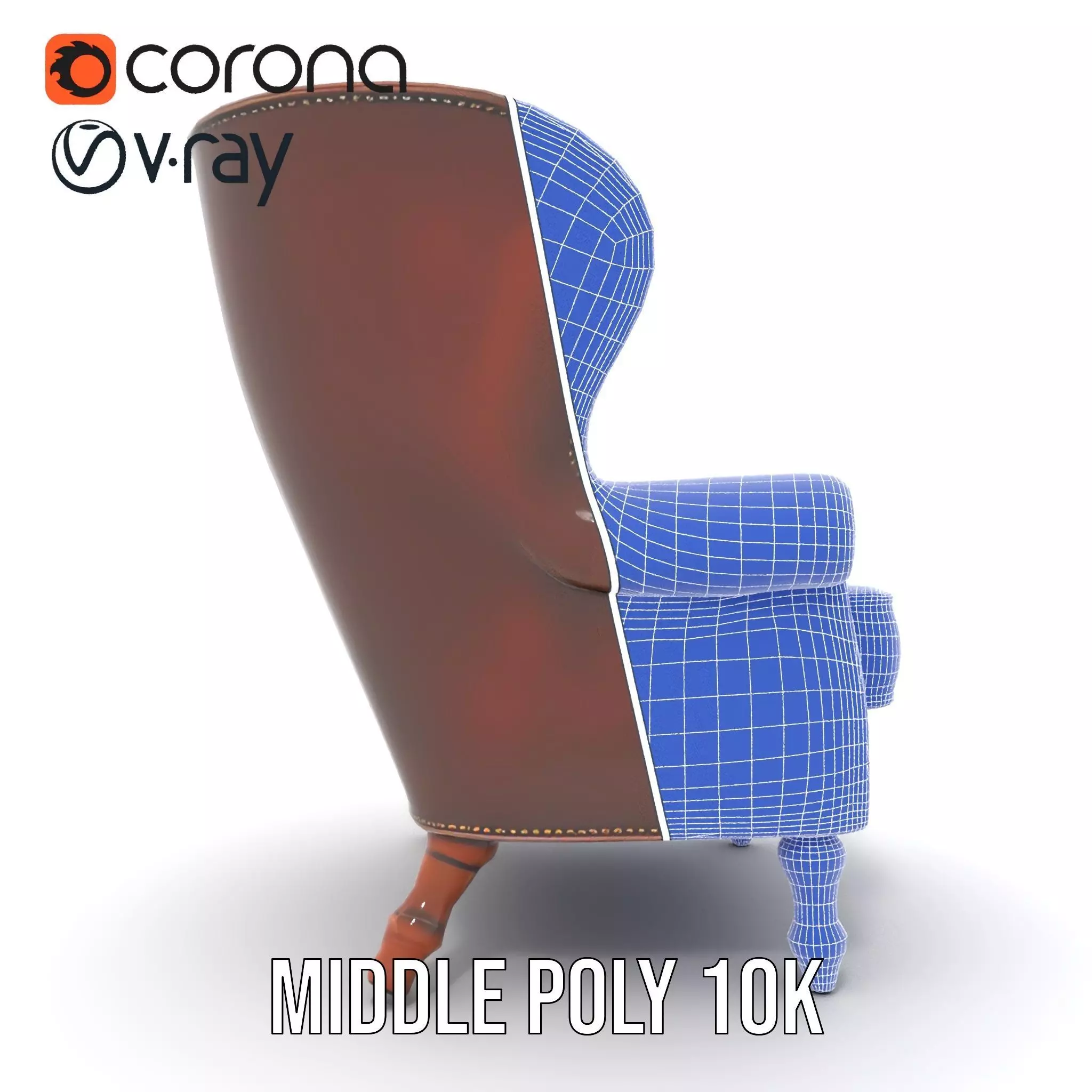Elegant Leather Armchair model pack Low-poly 3D model_15