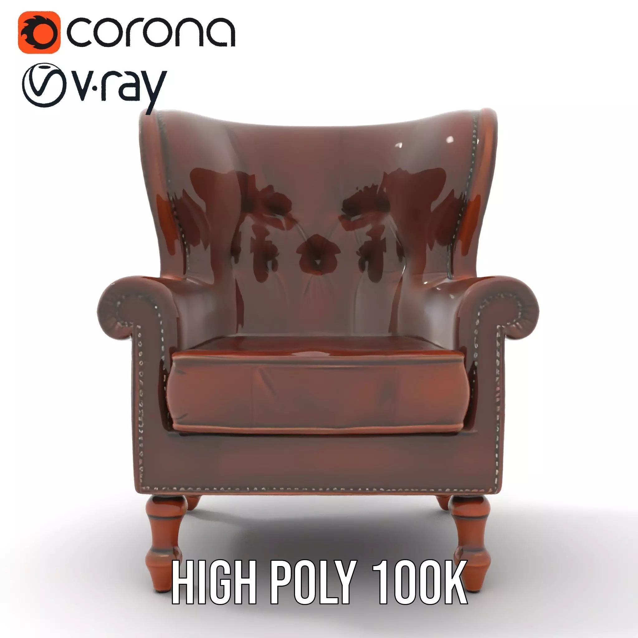 Elegant Leather Armchair model pack Low-poly 3D model_28