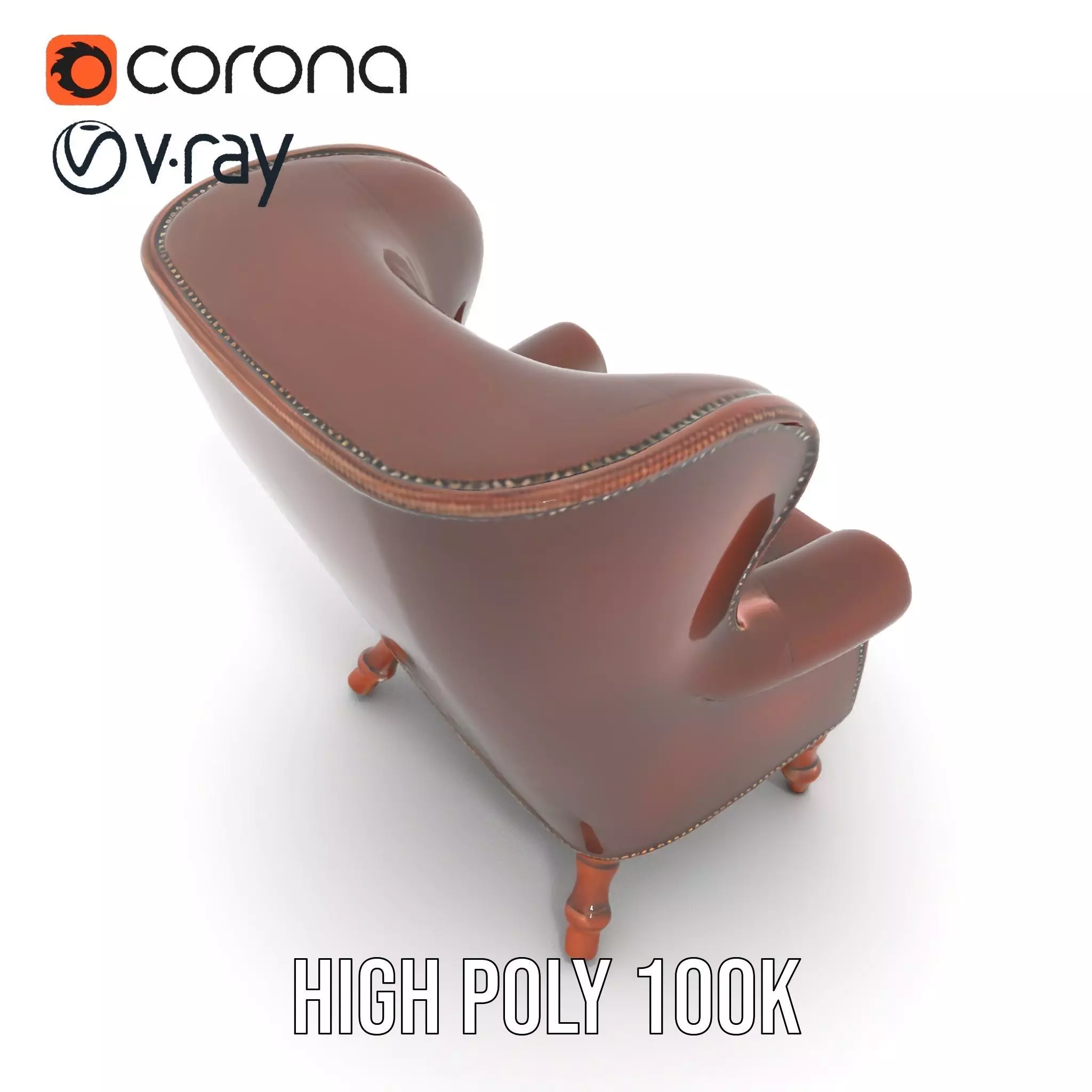 Elegant Leather Armchair model pack Low-poly 3D model_31