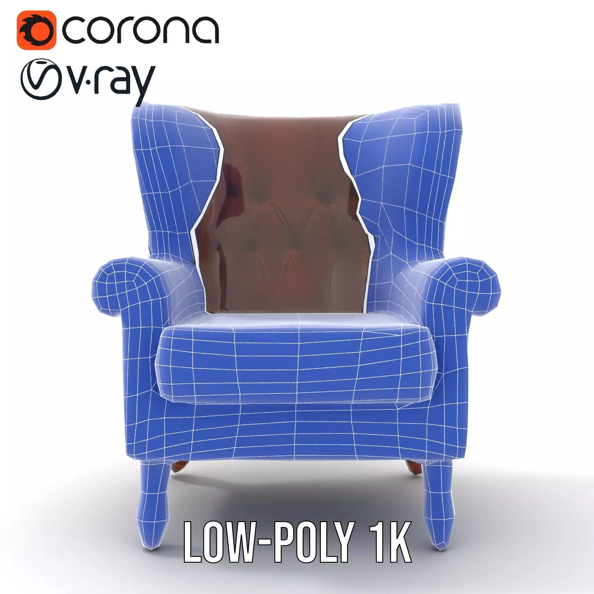 Elegant Leather Armchair model pack Low-poly 3D model_21