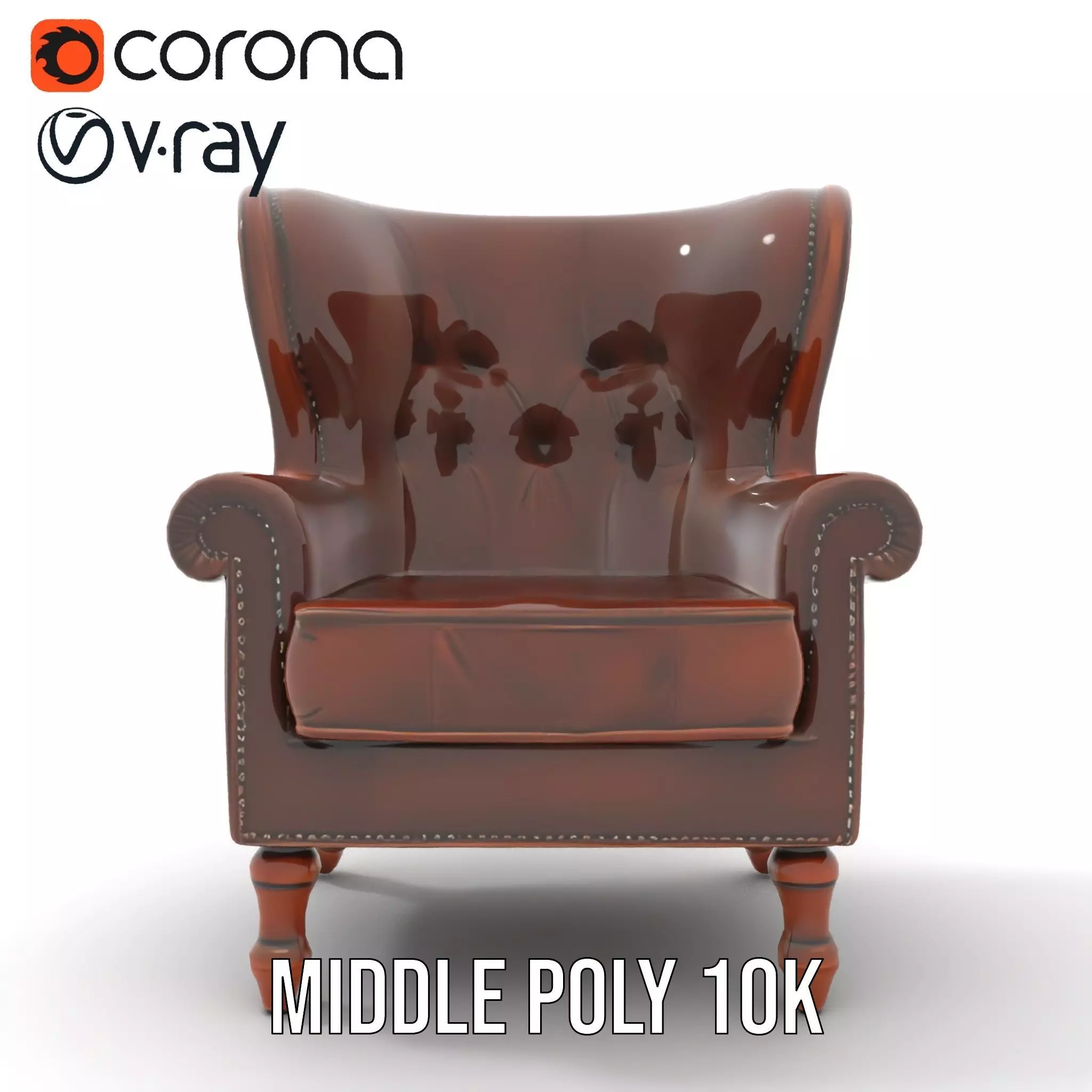 Elegant Leather Armchair model pack Low-poly 3D model_20