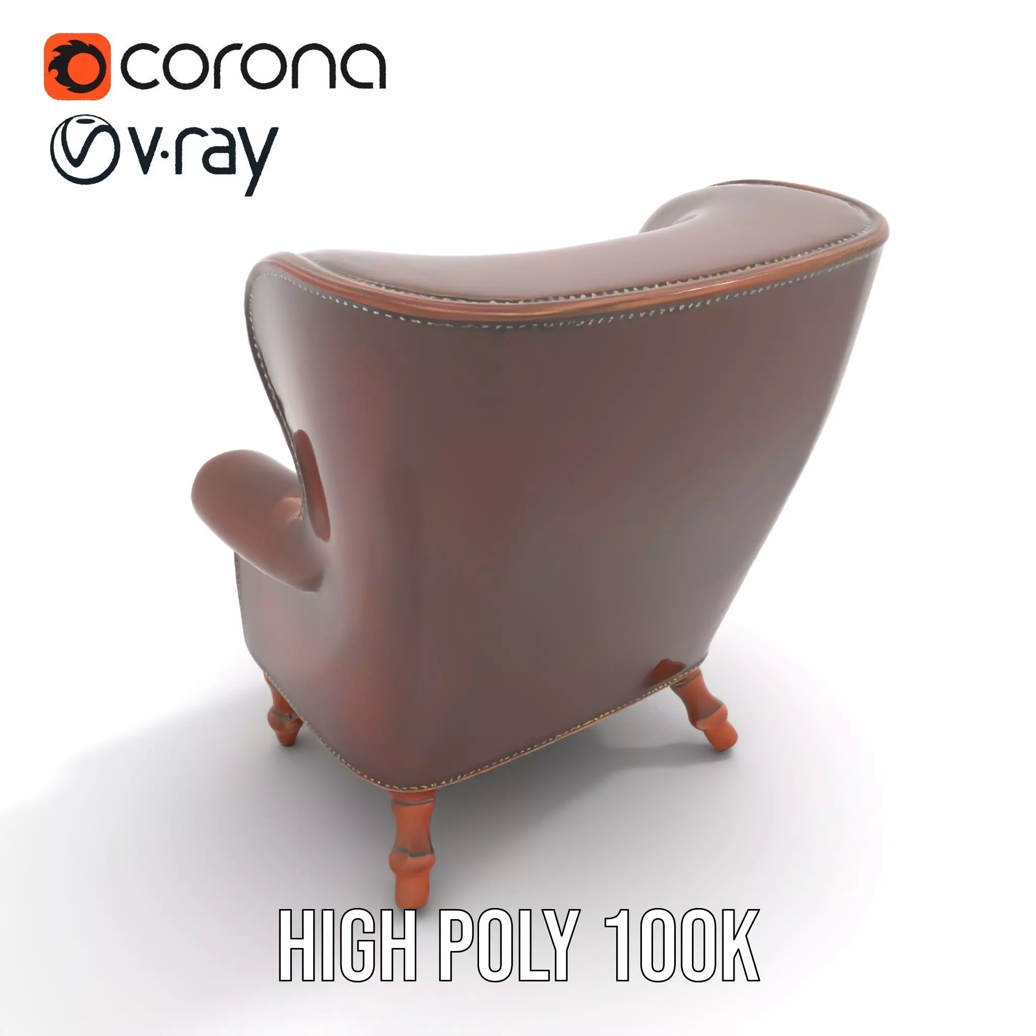 Elegant Leather Armchair model pack Low-poly 3D model_25