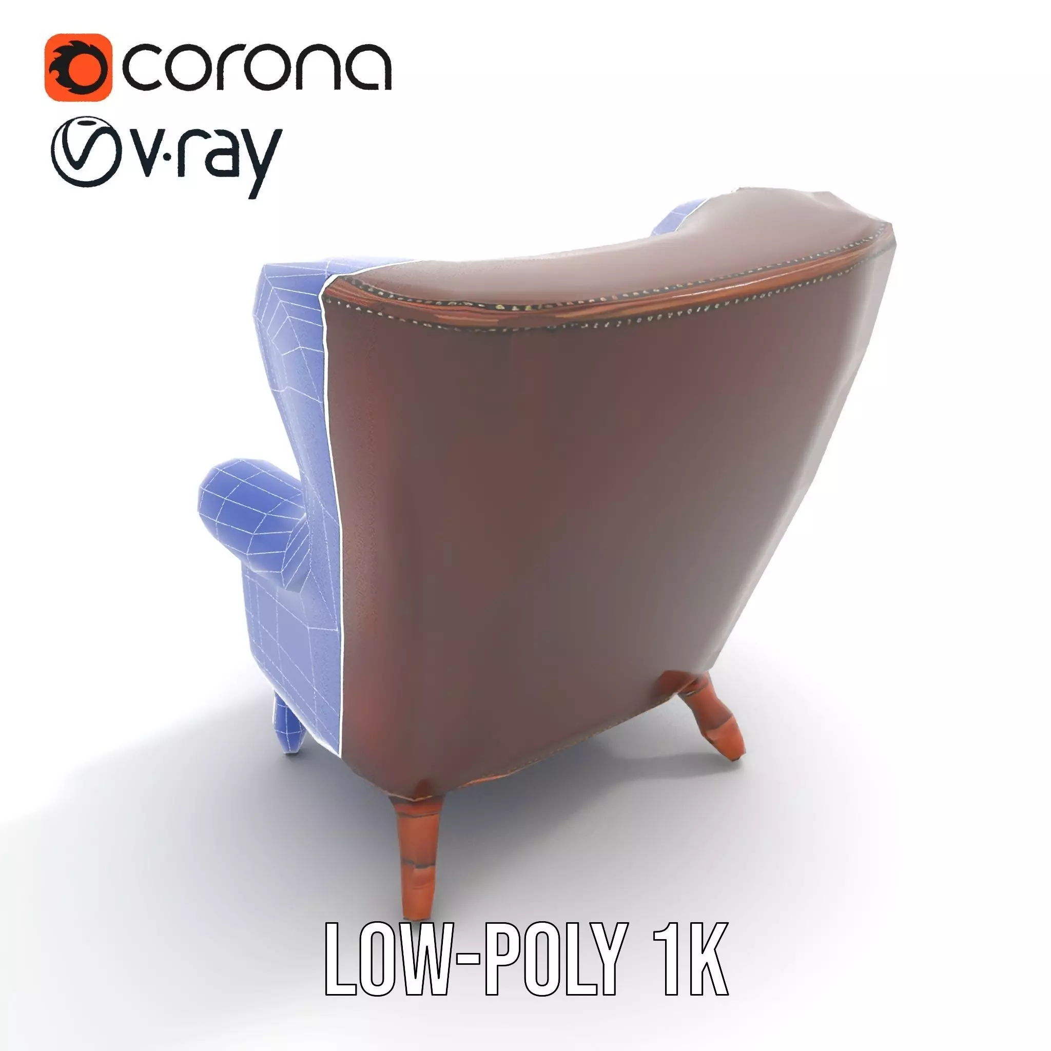Elegant Leather Armchair model pack Low-poly 3D model_12