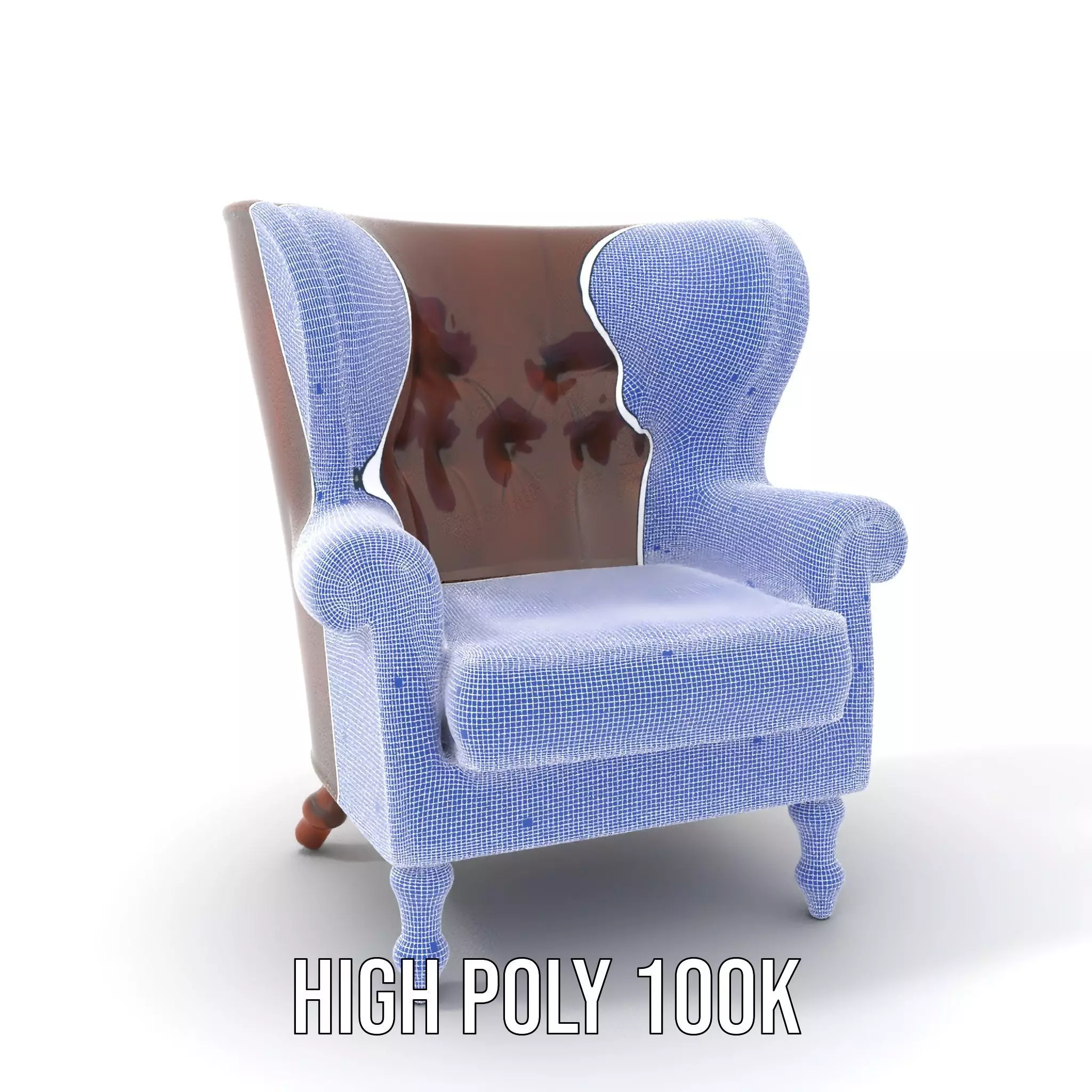 Elegant Leather Armchair model pack Low-poly 3D model_4