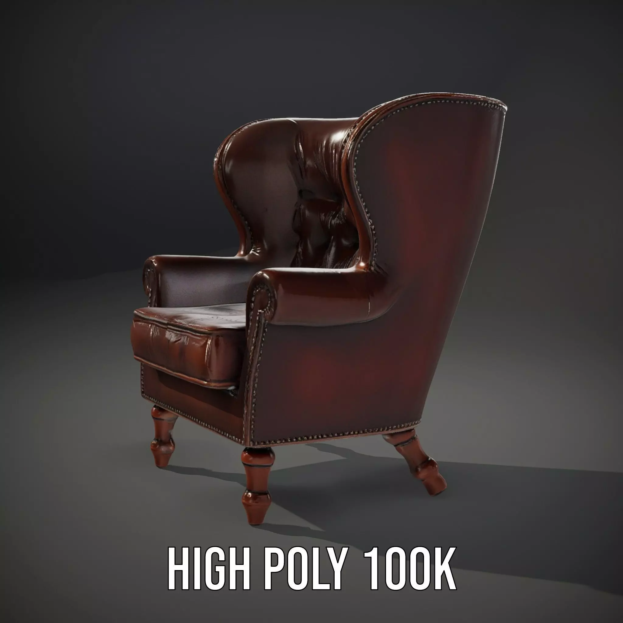 Elegant Leather Armchair model pack Low-poly 3D model_10