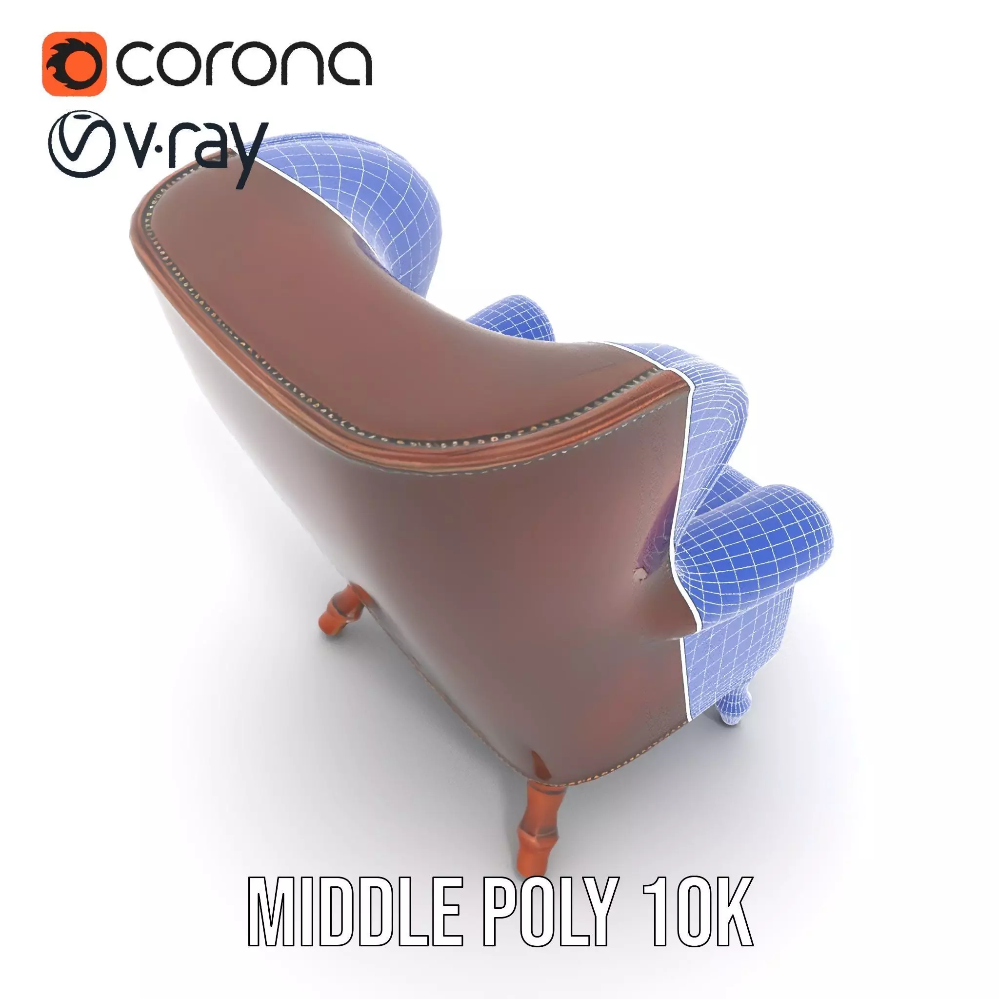 Elegant Leather Armchair model pack Low-poly 3D model_26