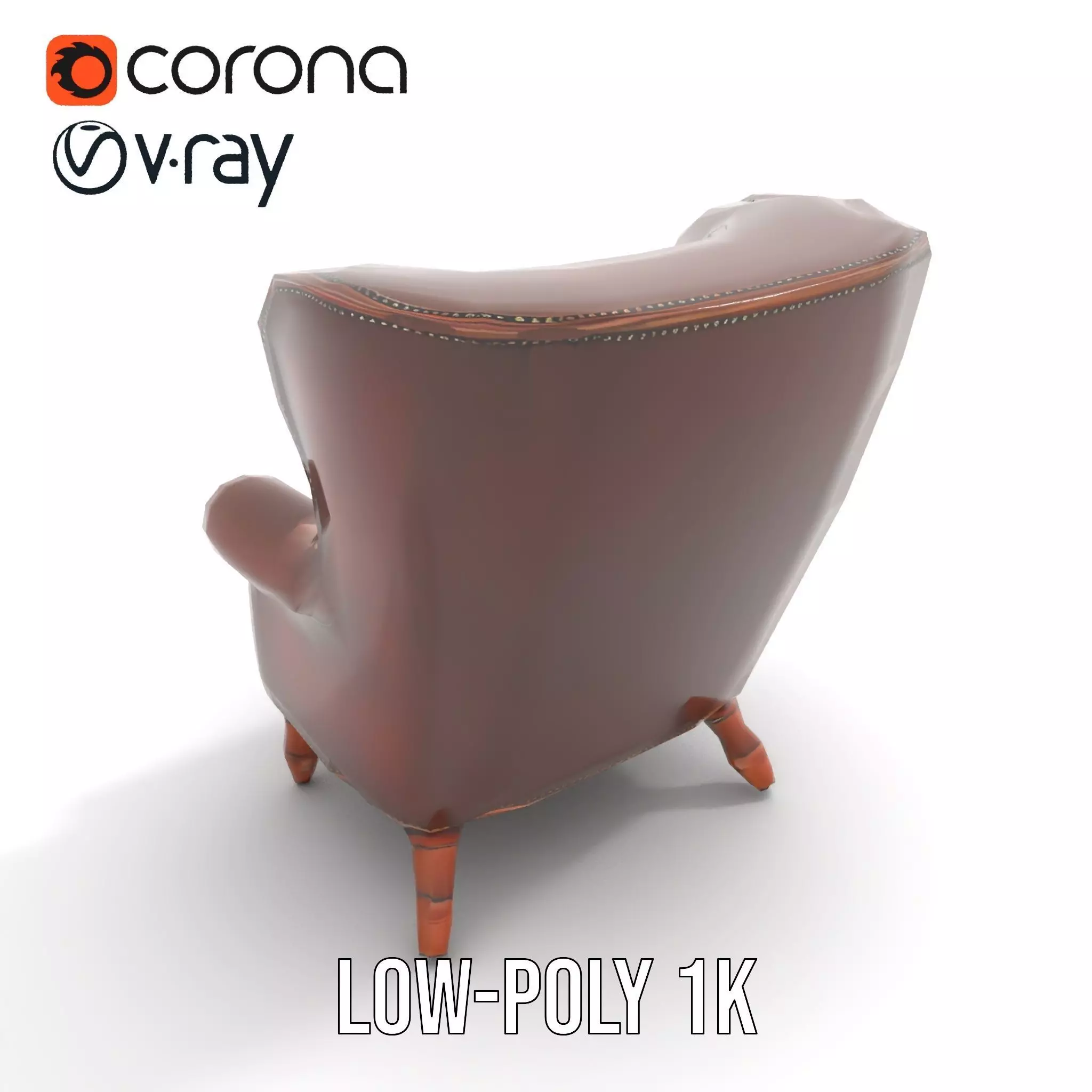 Elegant Leather Armchair model pack Low-poly 3D model_9