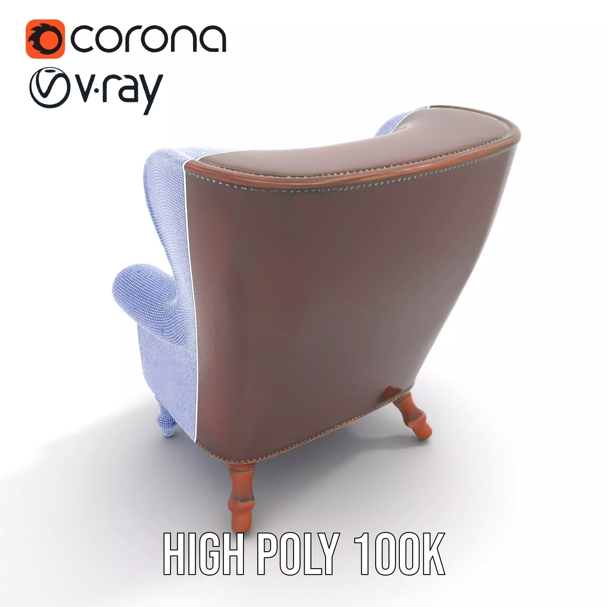 Elegant Leather Armchair model pack Low-poly 3D model_22