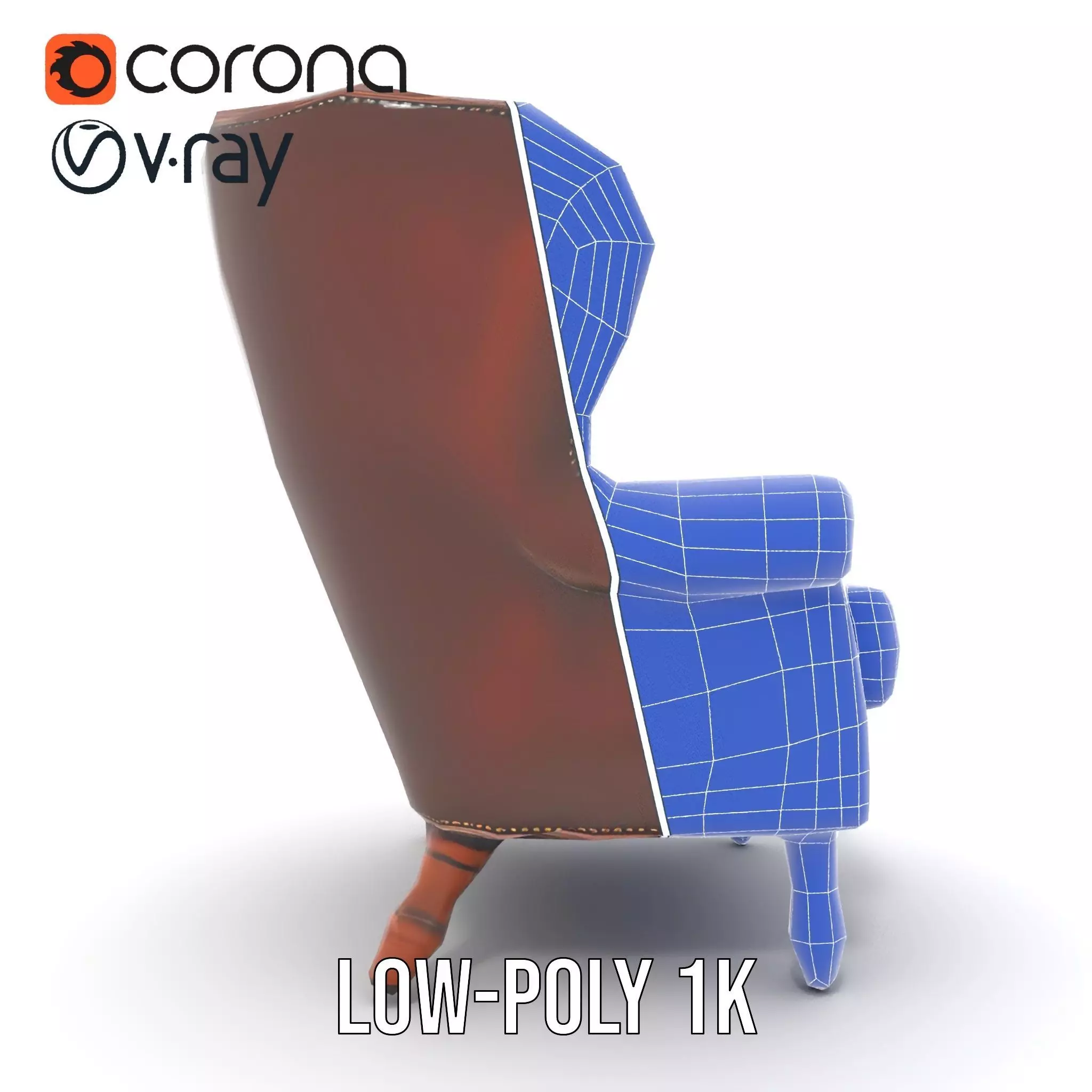 Elegant Leather Armchair model pack Low-poly 3D model_27