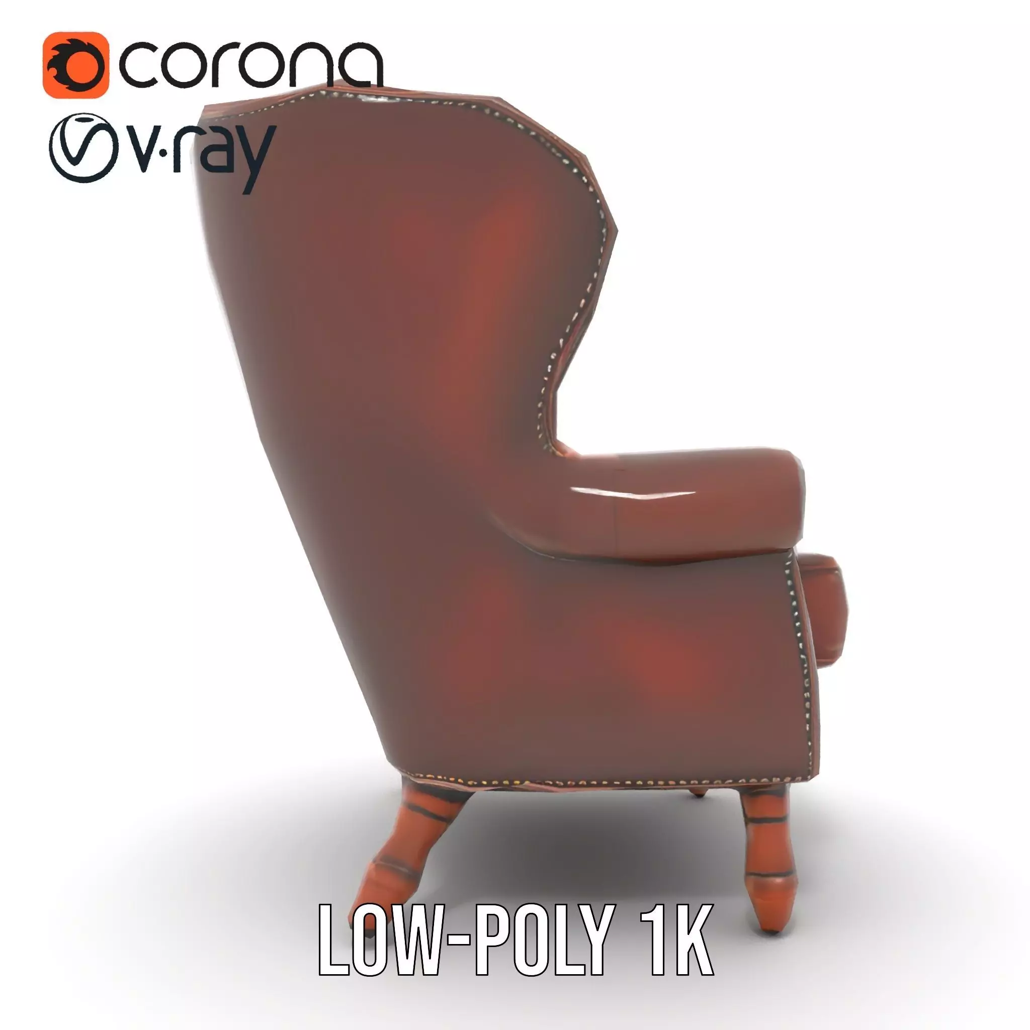 Elegant Leather Armchair model pack Low-poly 3D model_16