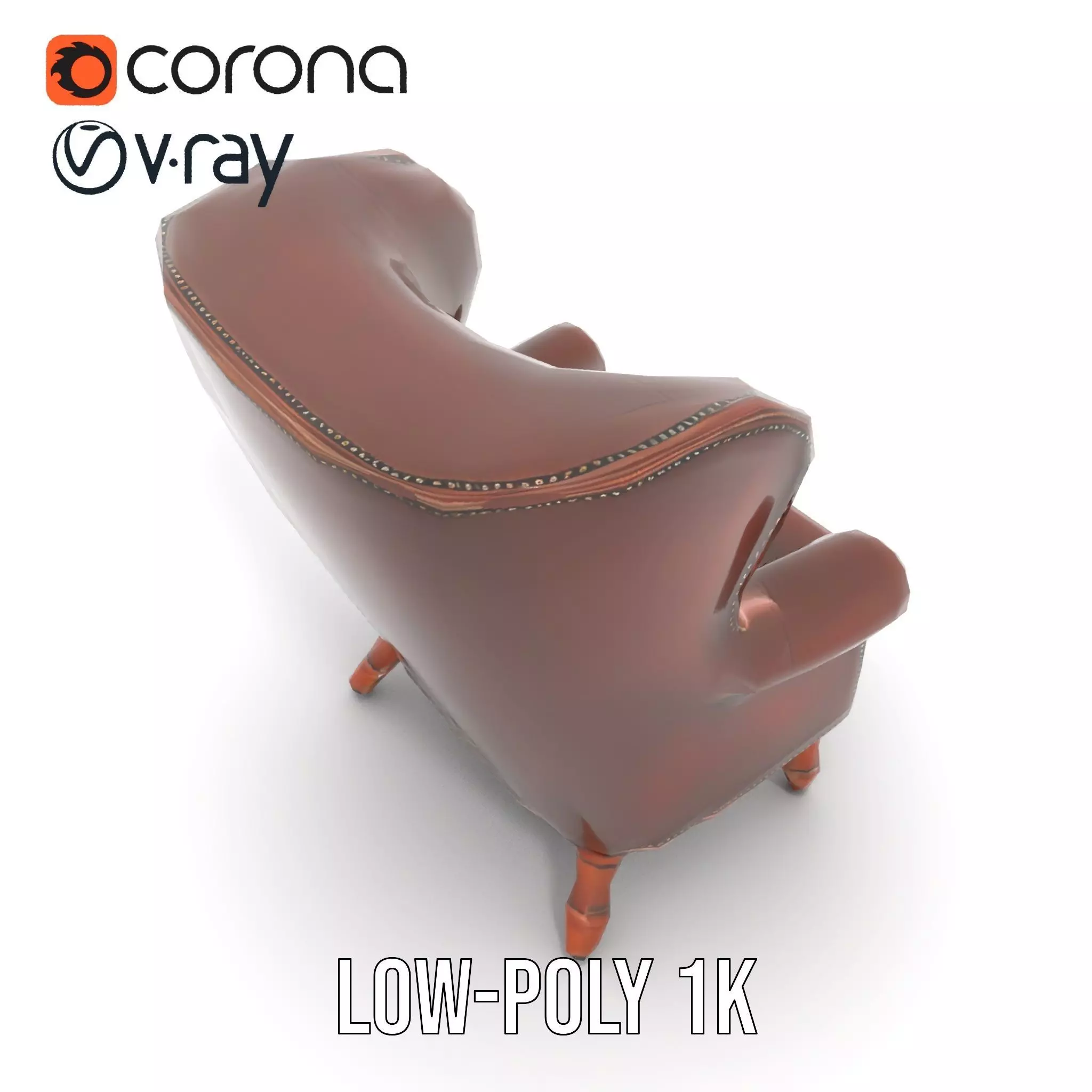 Elegant Leather Armchair model pack Low-poly 3D model_14