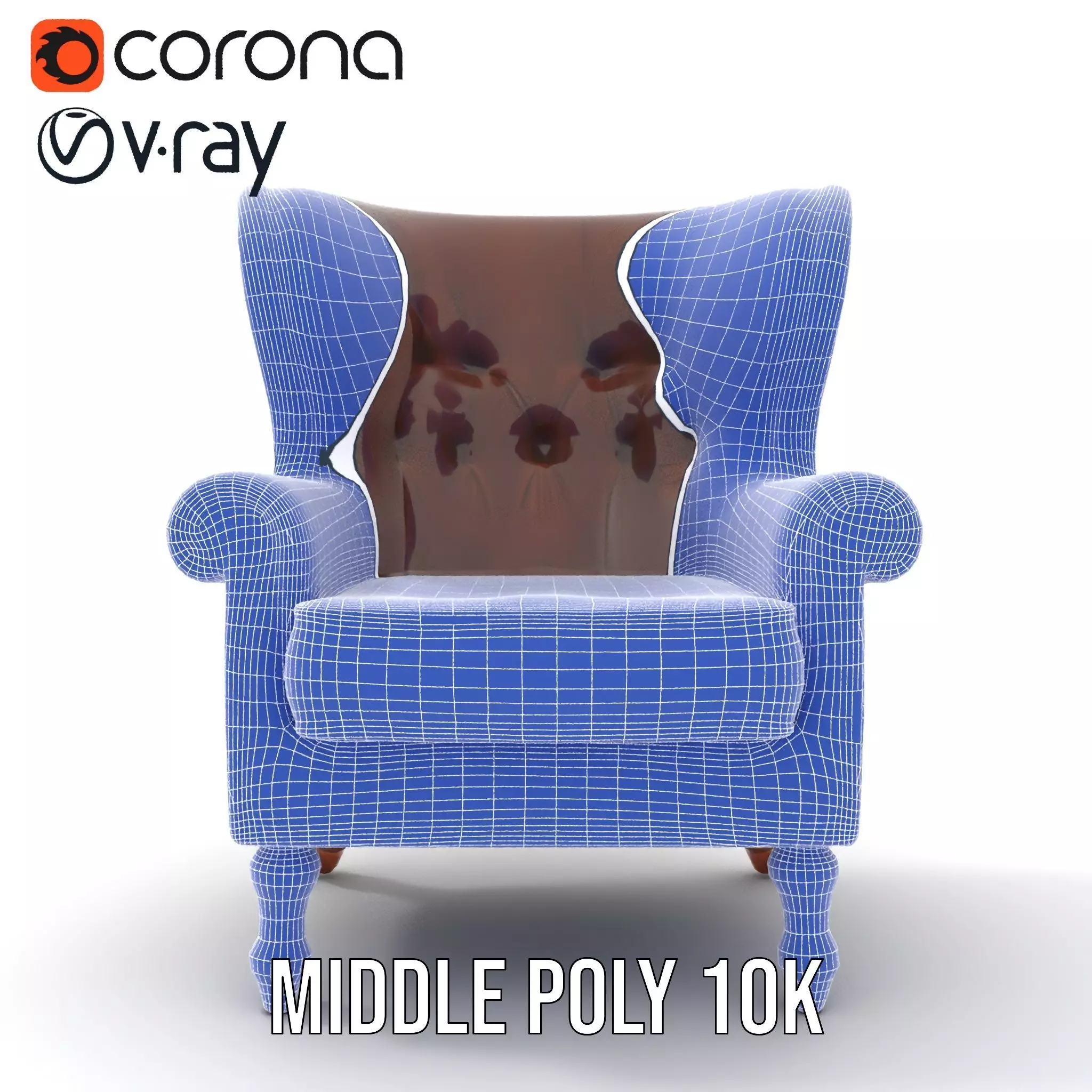 Elegant Leather Armchair model pack Low-poly 3D model_23