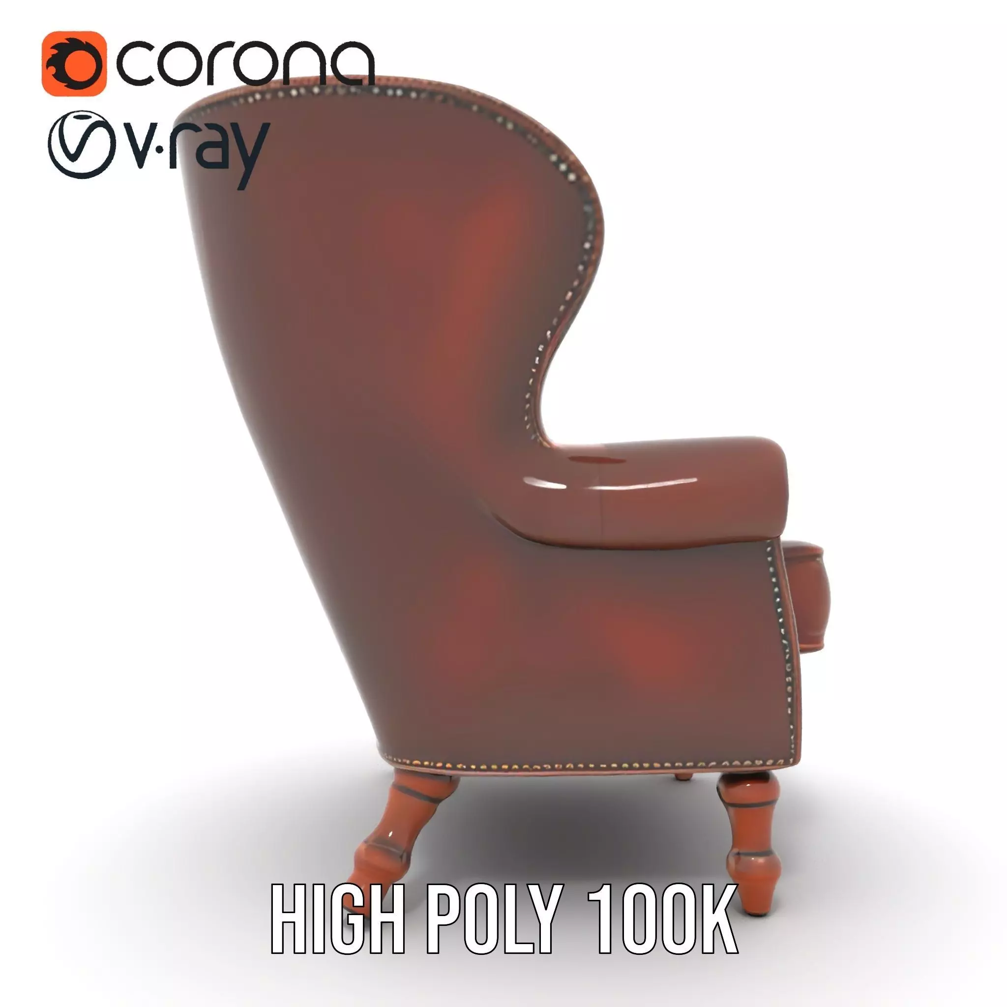 Elegant Leather Armchair model pack Low-poly 3D model_19