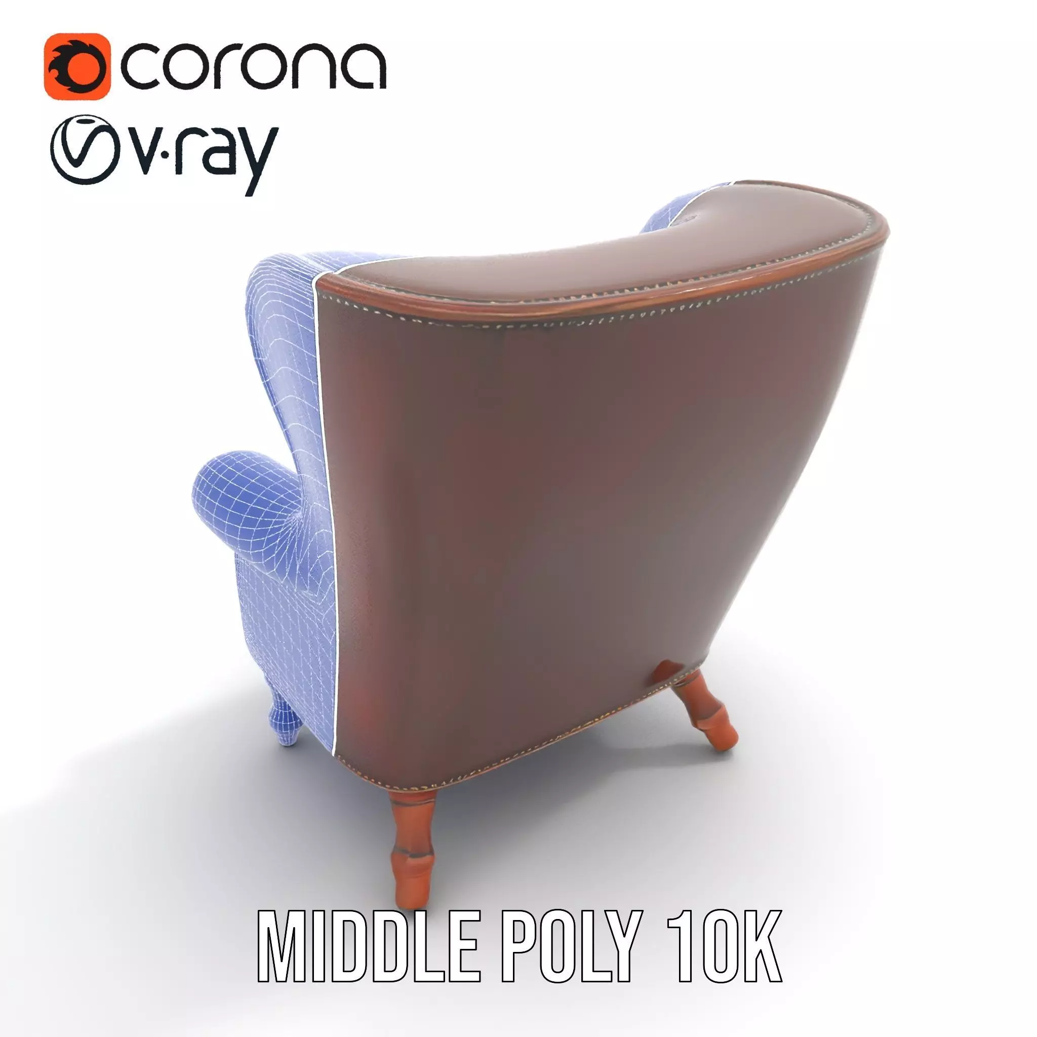 Elegant Leather Armchair model pack Low-poly 3D model_17