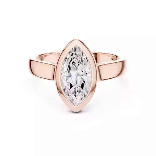 Solitaire Marquise Cut Bezel Set Diamond Engagement Ring Video
