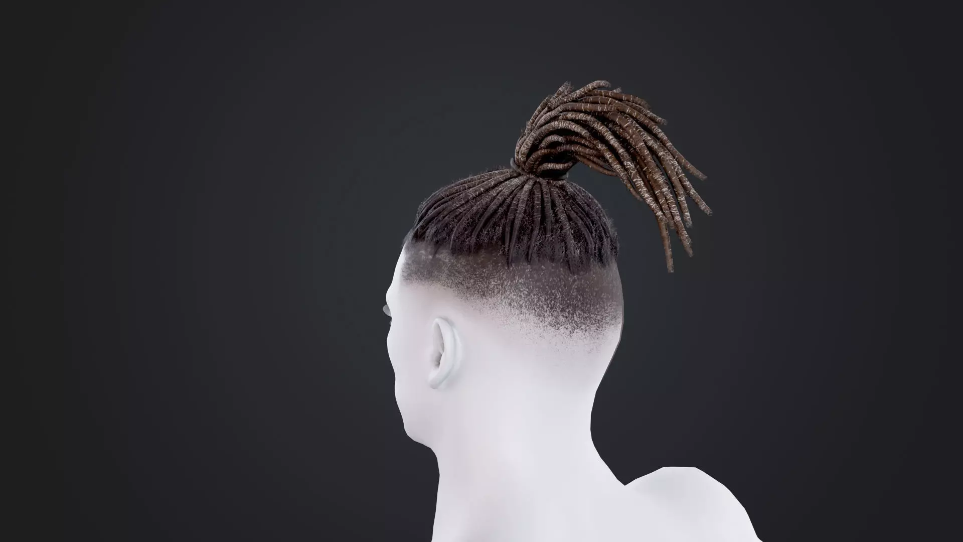 African character Hair Low-poly 3D model_3