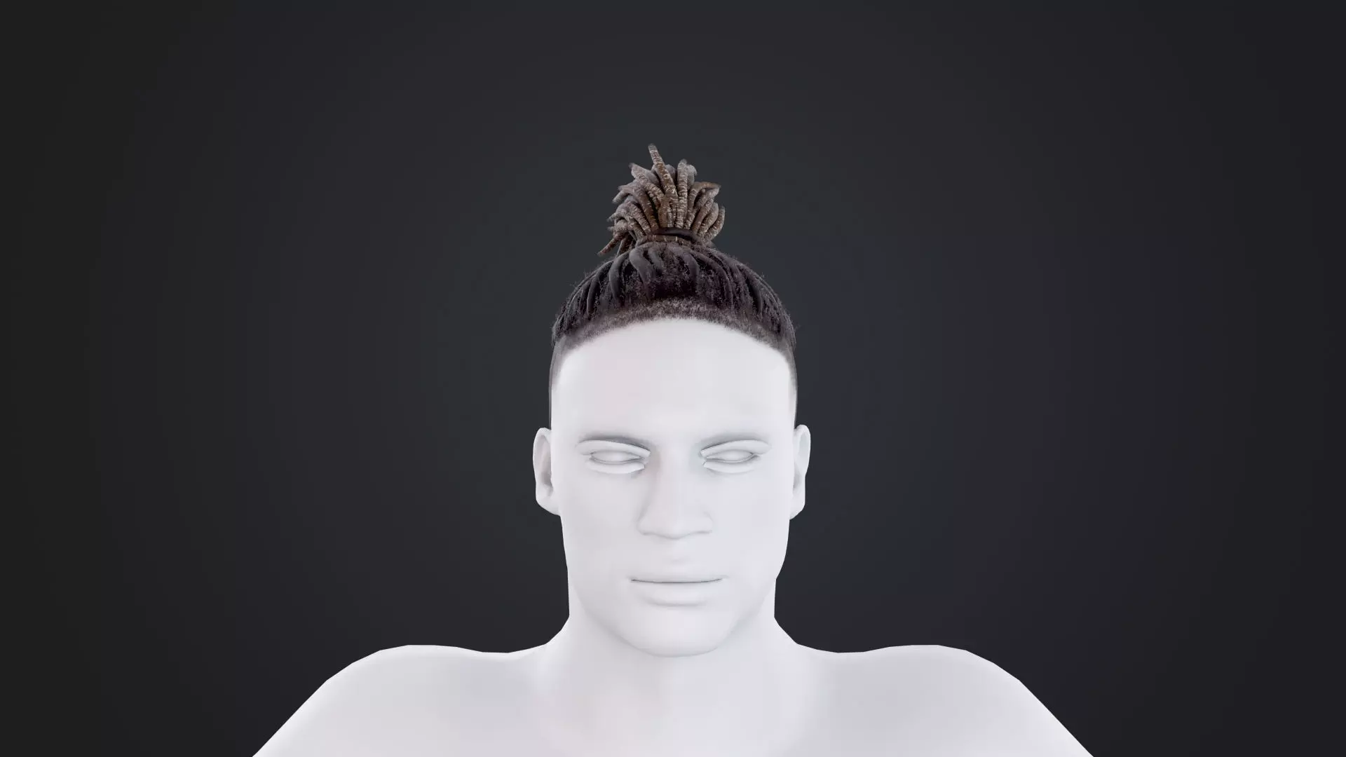 African character Hair Low-poly 3D model_0