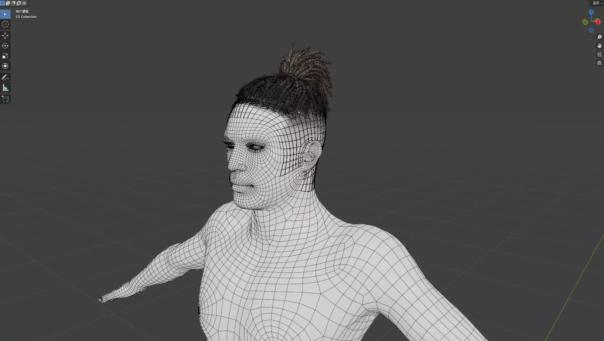 African character Hair Low-poly 3D model_12