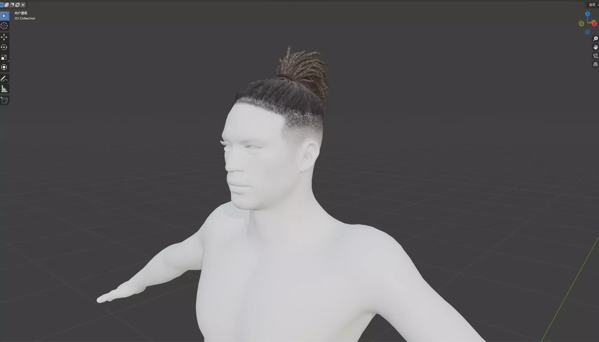 African character Hair Low-poly 3D model_11