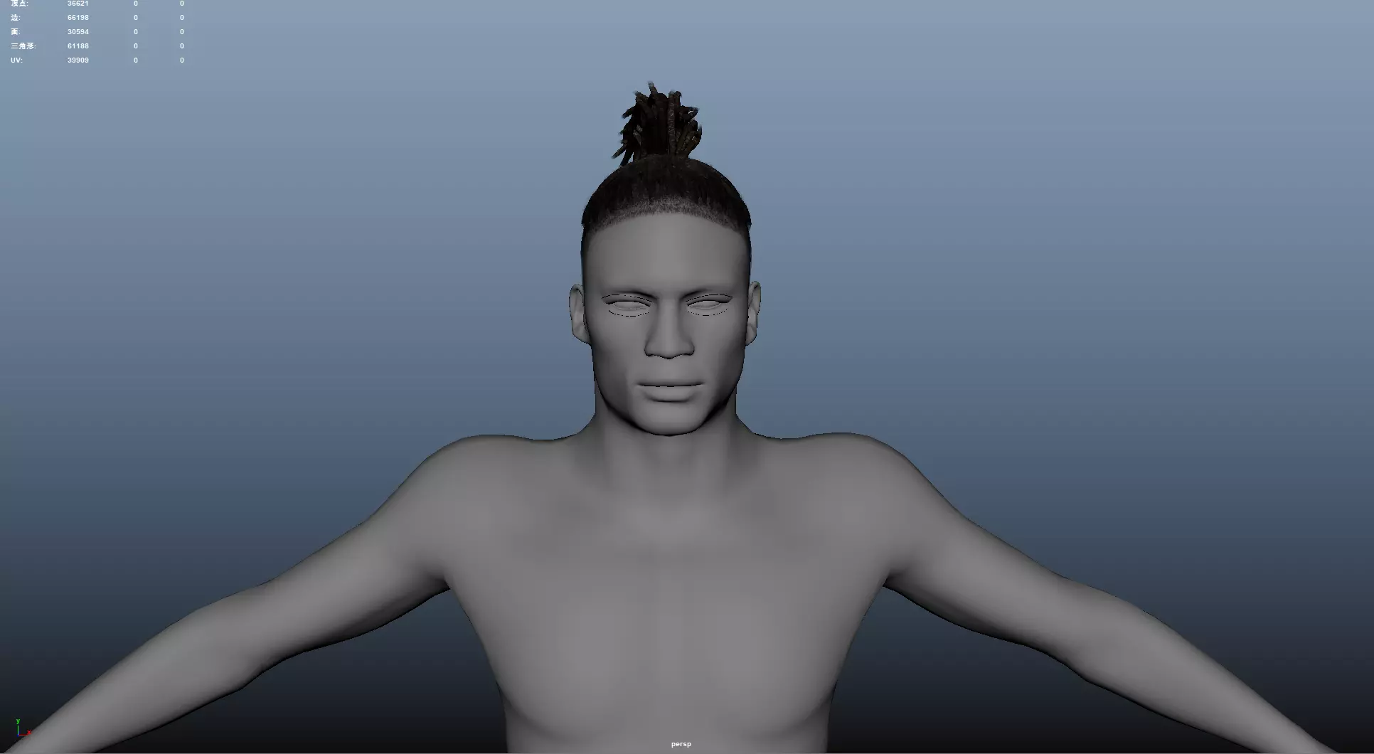 African character Hair Low-poly 3D model_5