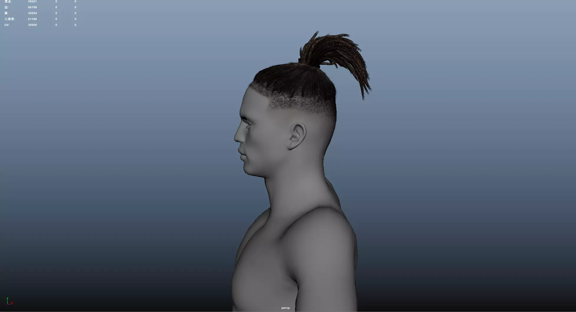 African character Hair Low-poly 3D model_7