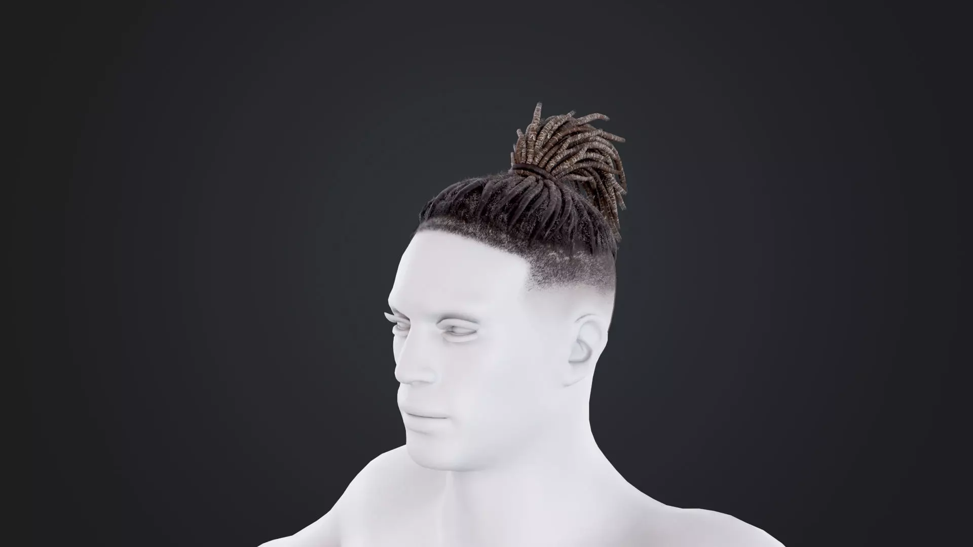 African character Hair Low-poly 3D model_1