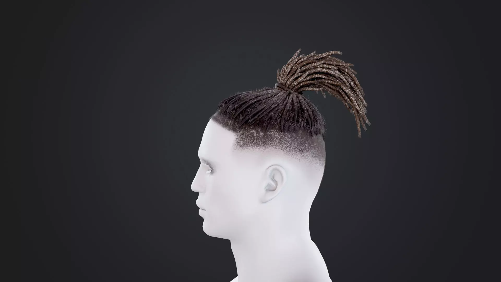 African character Hair Low-poly 3D model_2