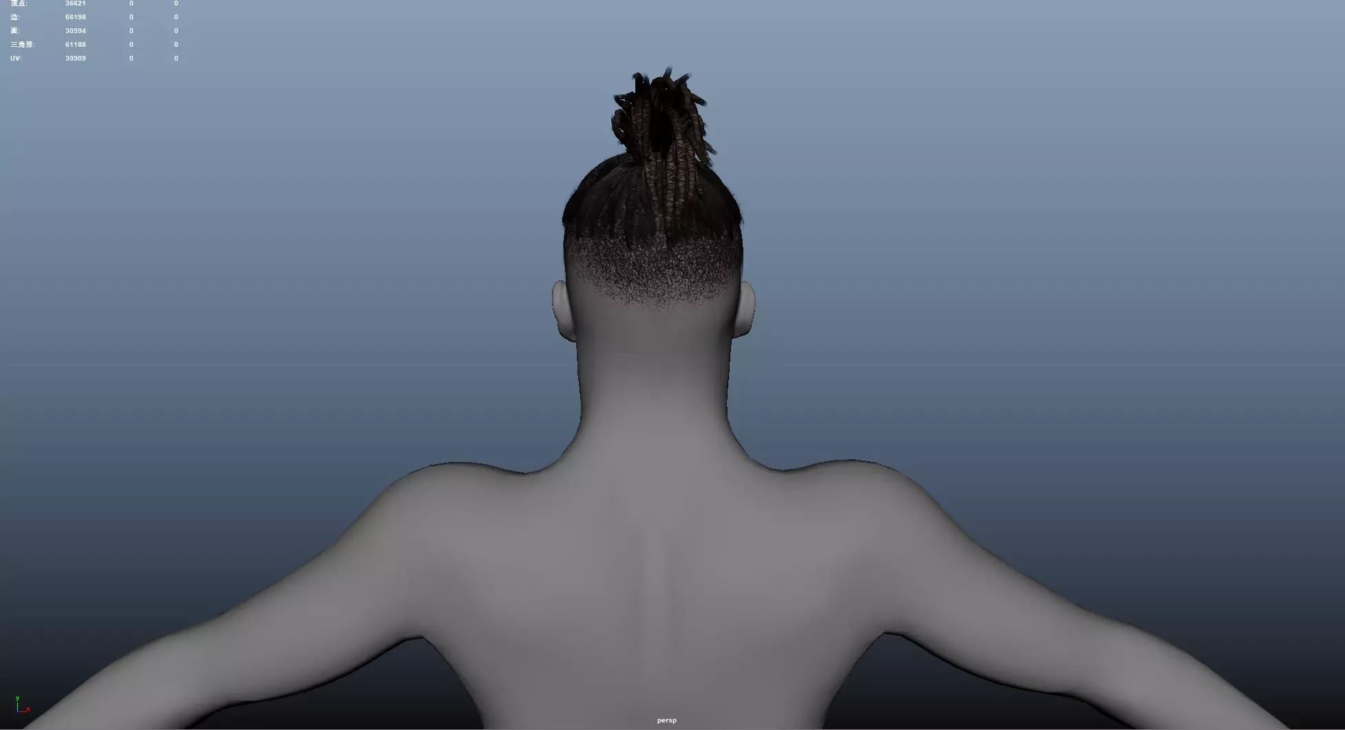 African character Hair Low-poly 3D model_9
