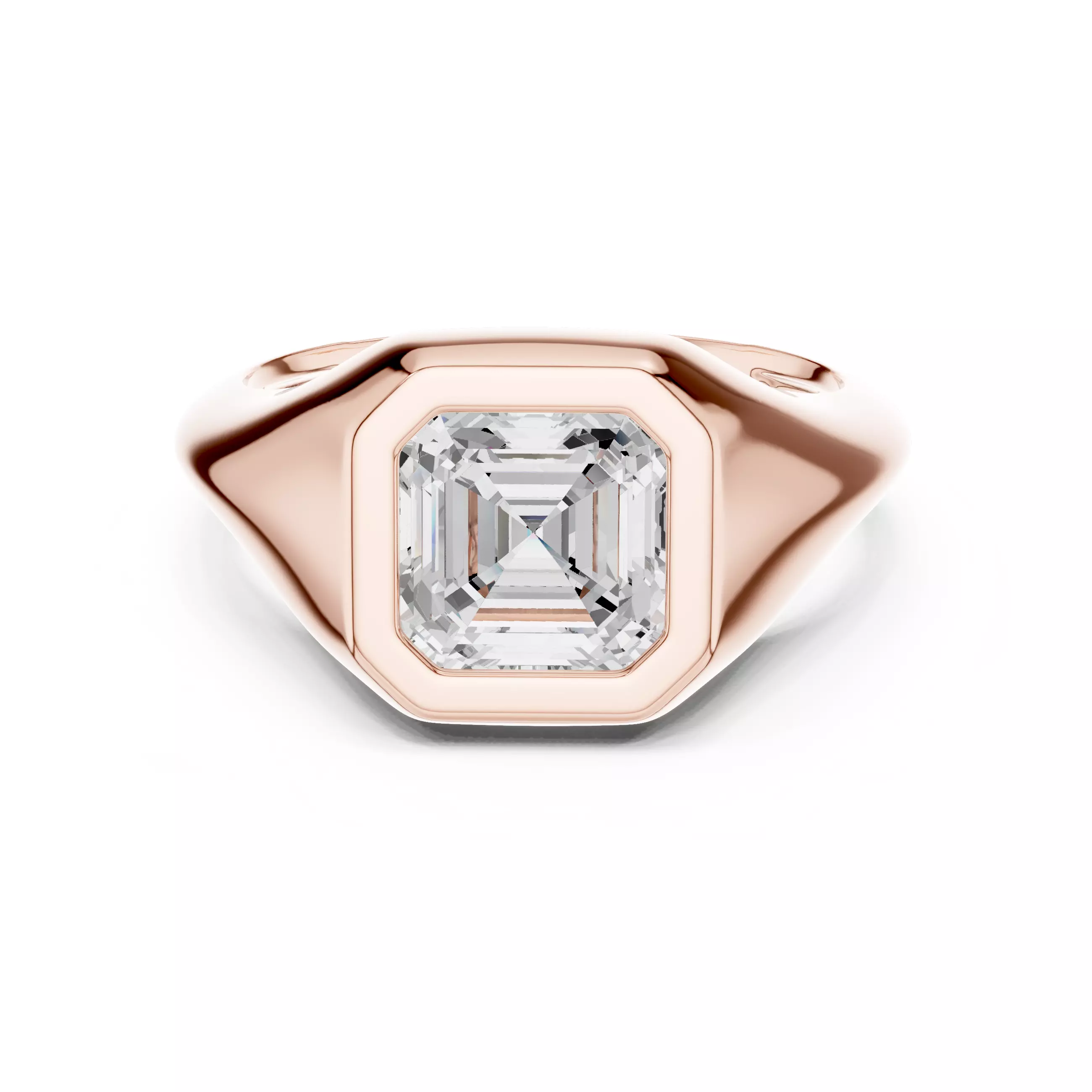 Solitaire Bezel Set Asscher Taper Shank Wedding Ring File Video 3D print model