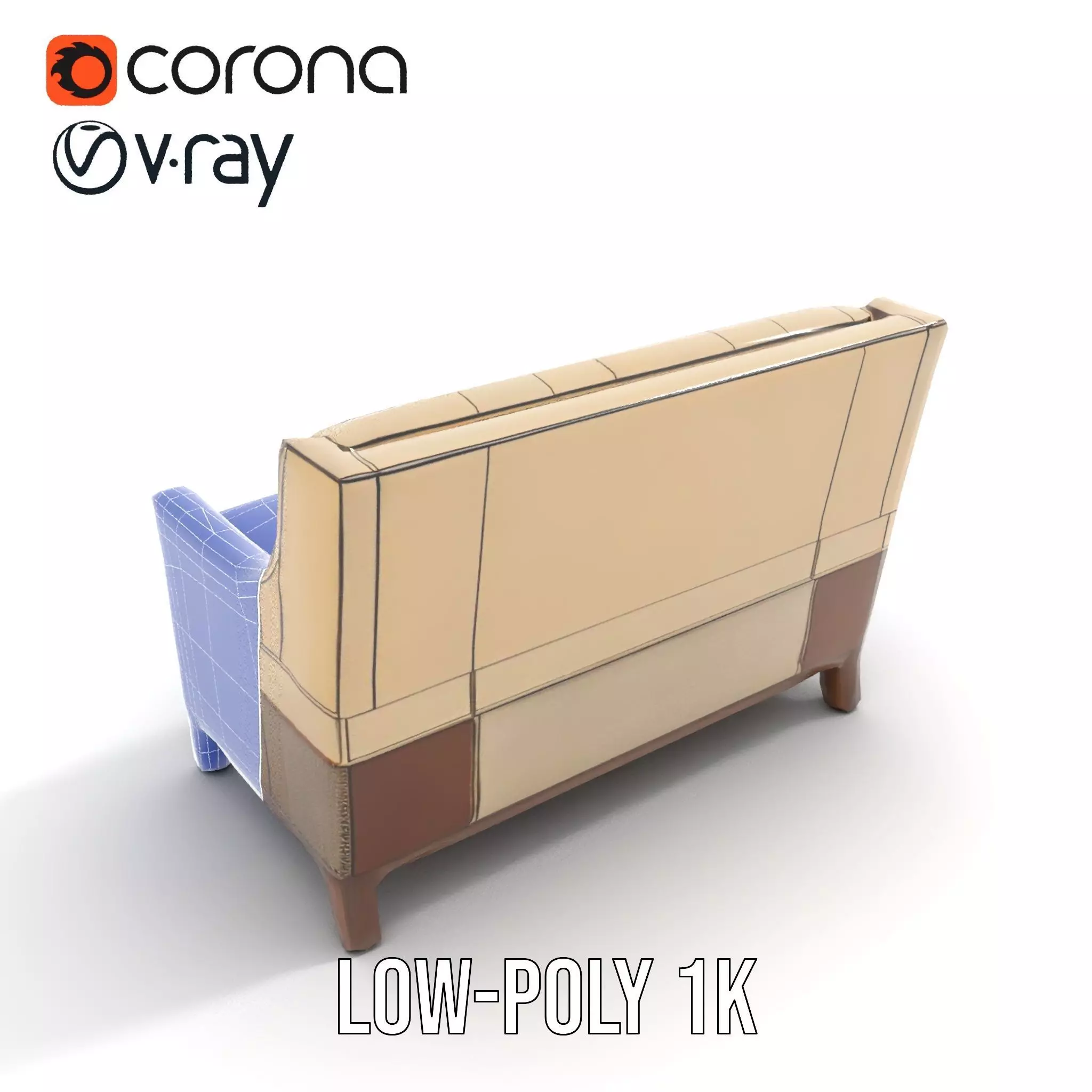 Patchwork Leather Sofa model pack Low-poly 3D model_16