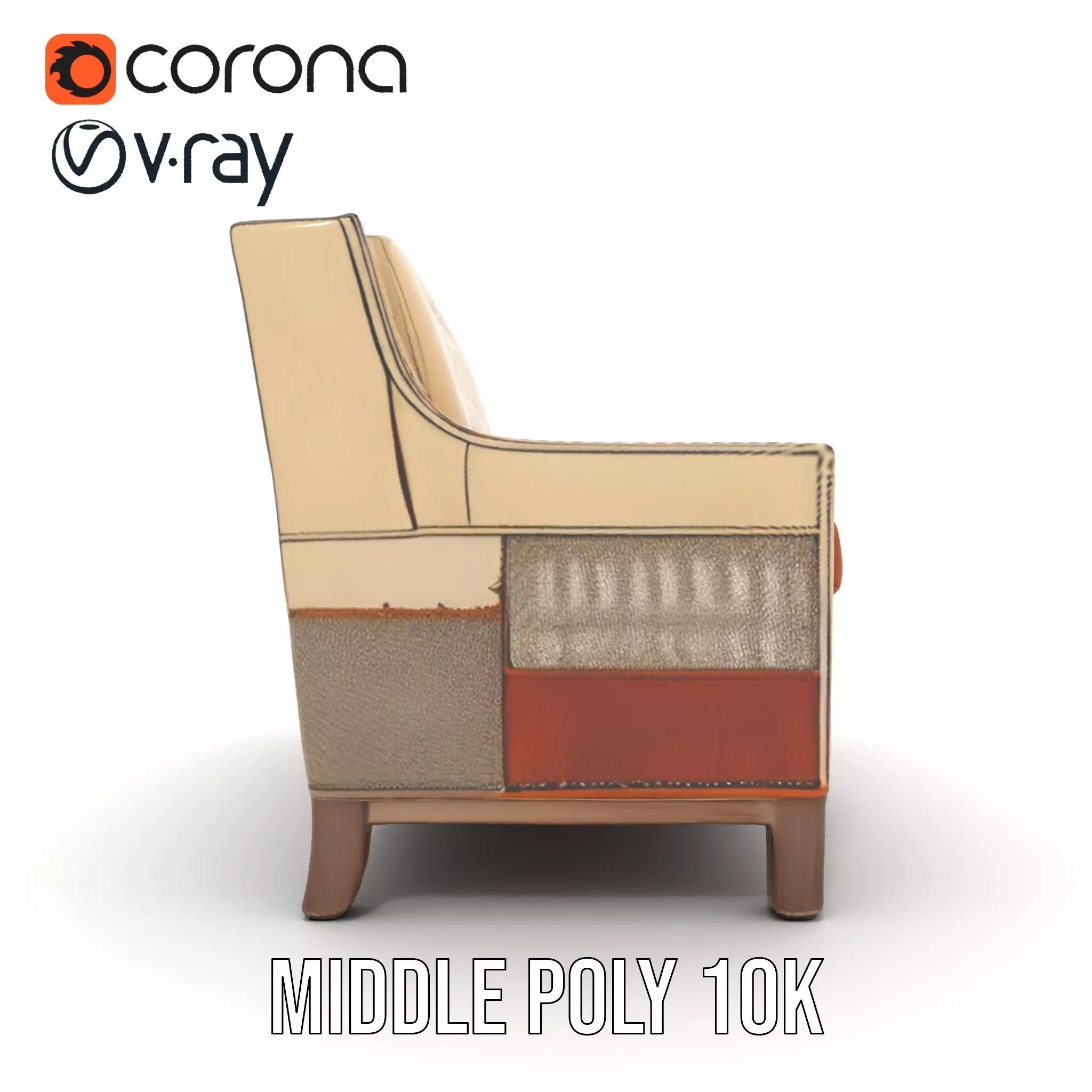 Patchwork Leather Sofa model pack Low-poly 3D model_15