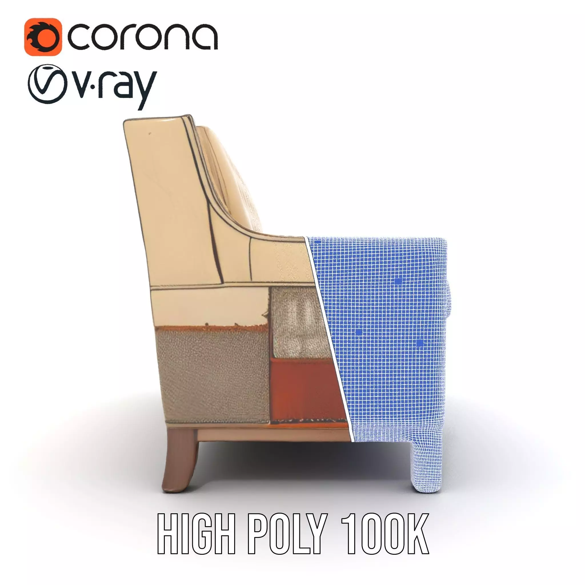 Patchwork Leather Sofa model pack Low-poly 3D model_34