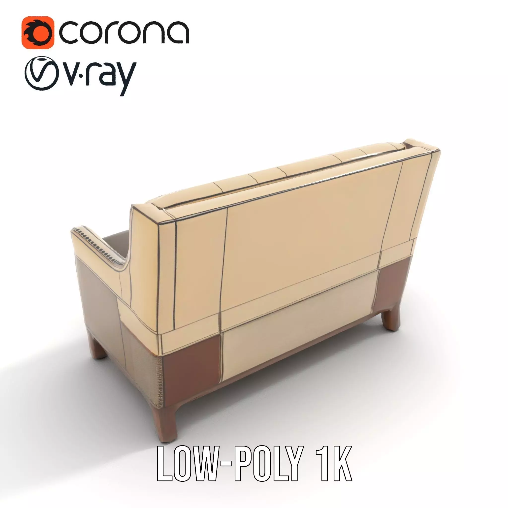 Patchwork Leather Sofa model pack Low-poly 3D model_7
