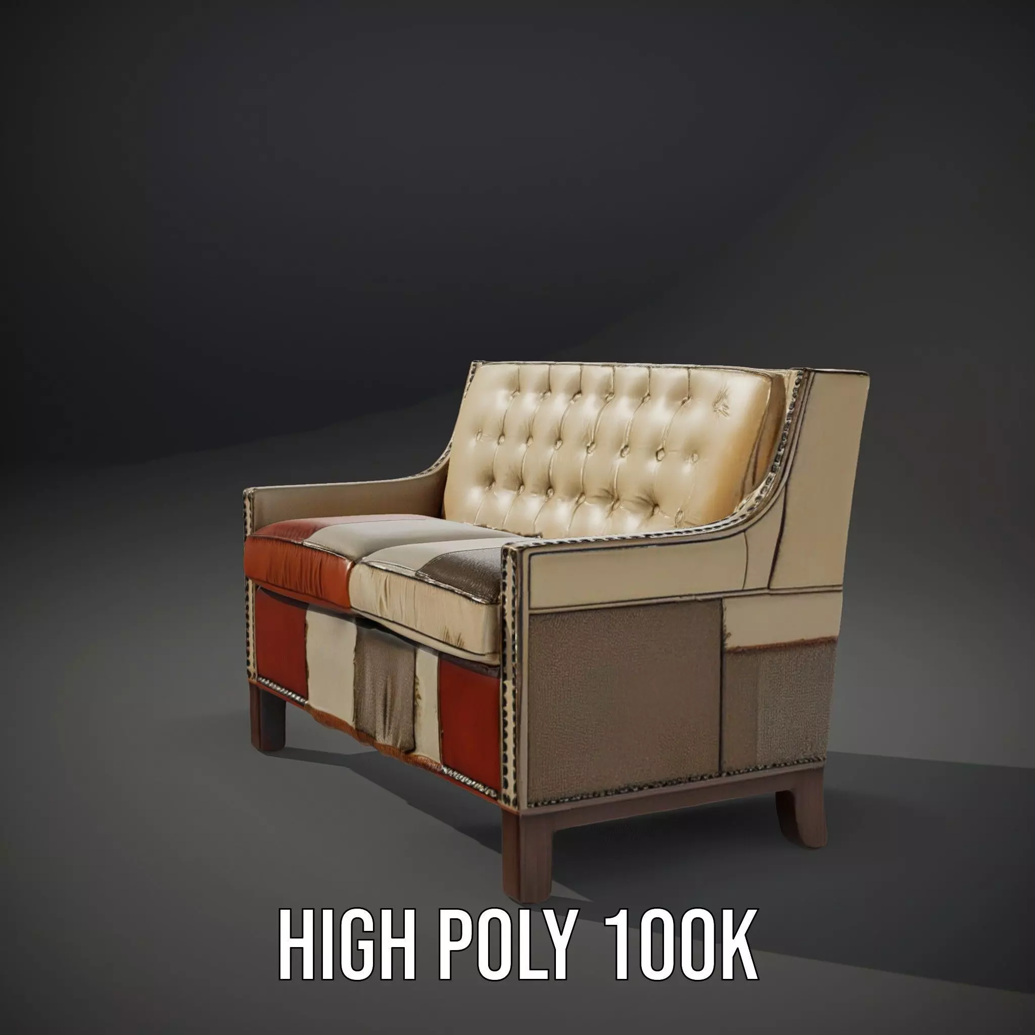 Patchwork Leather Sofa model pack Low-poly 3D model_8