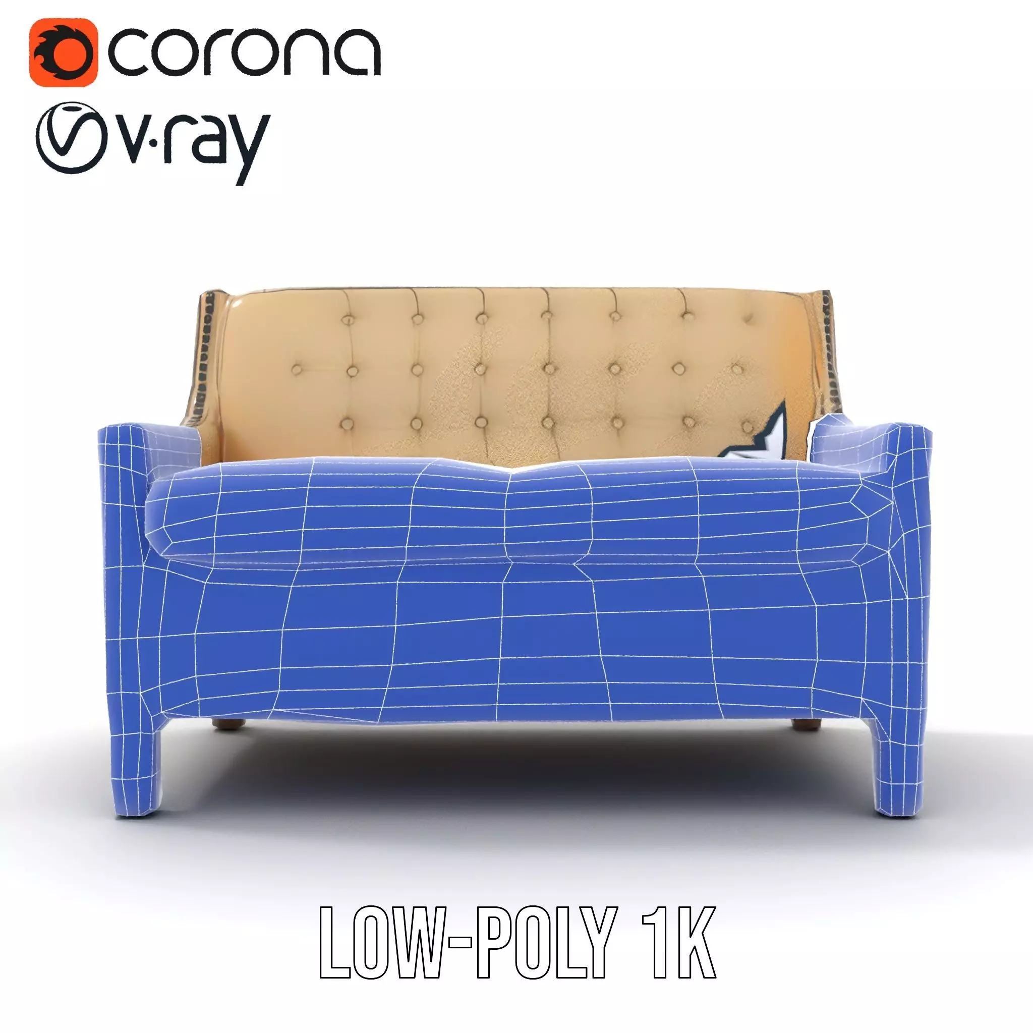 Patchwork Leather Sofa model pack Low-poly 3D model_30