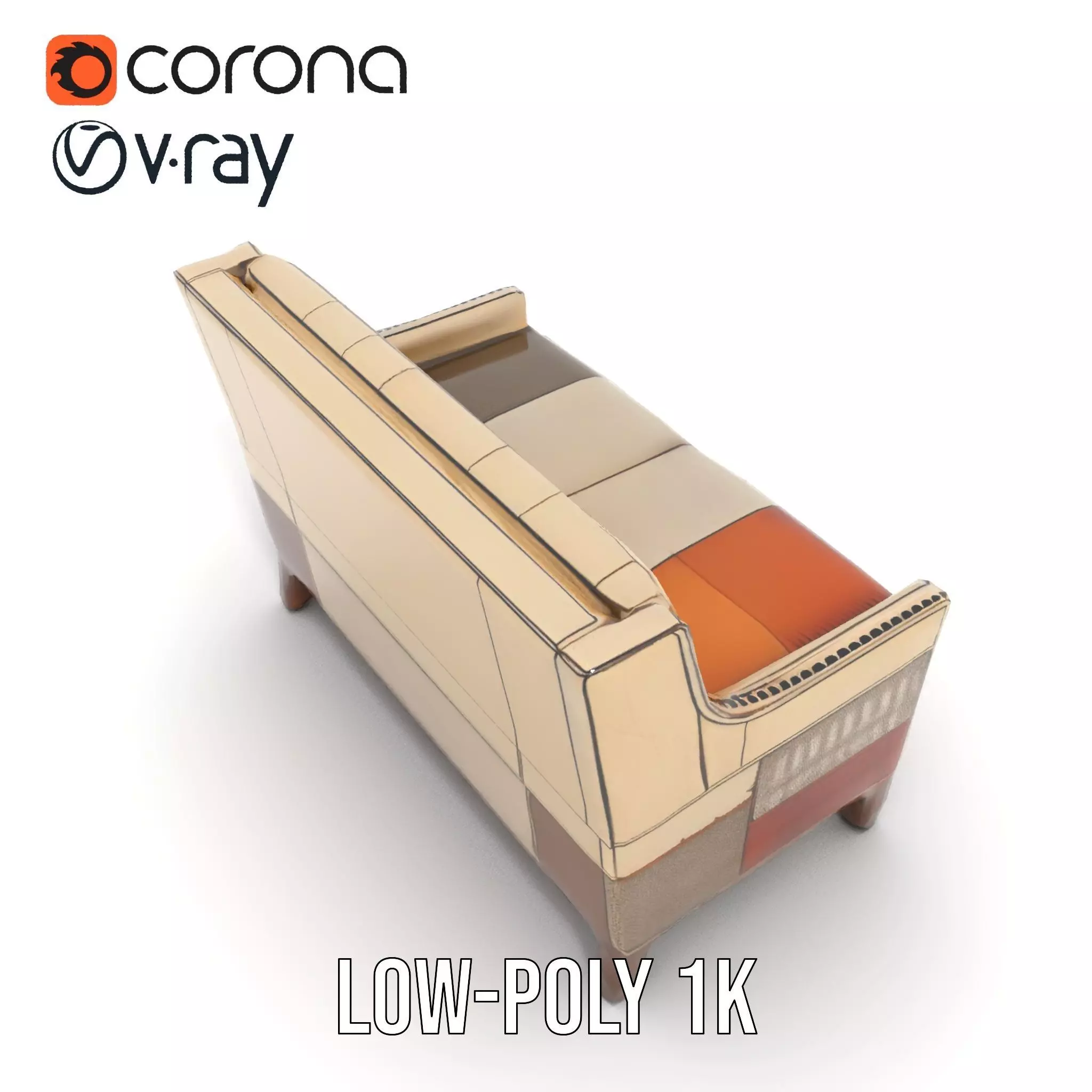 Patchwork Leather Sofa model pack Low-poly 3D model_14